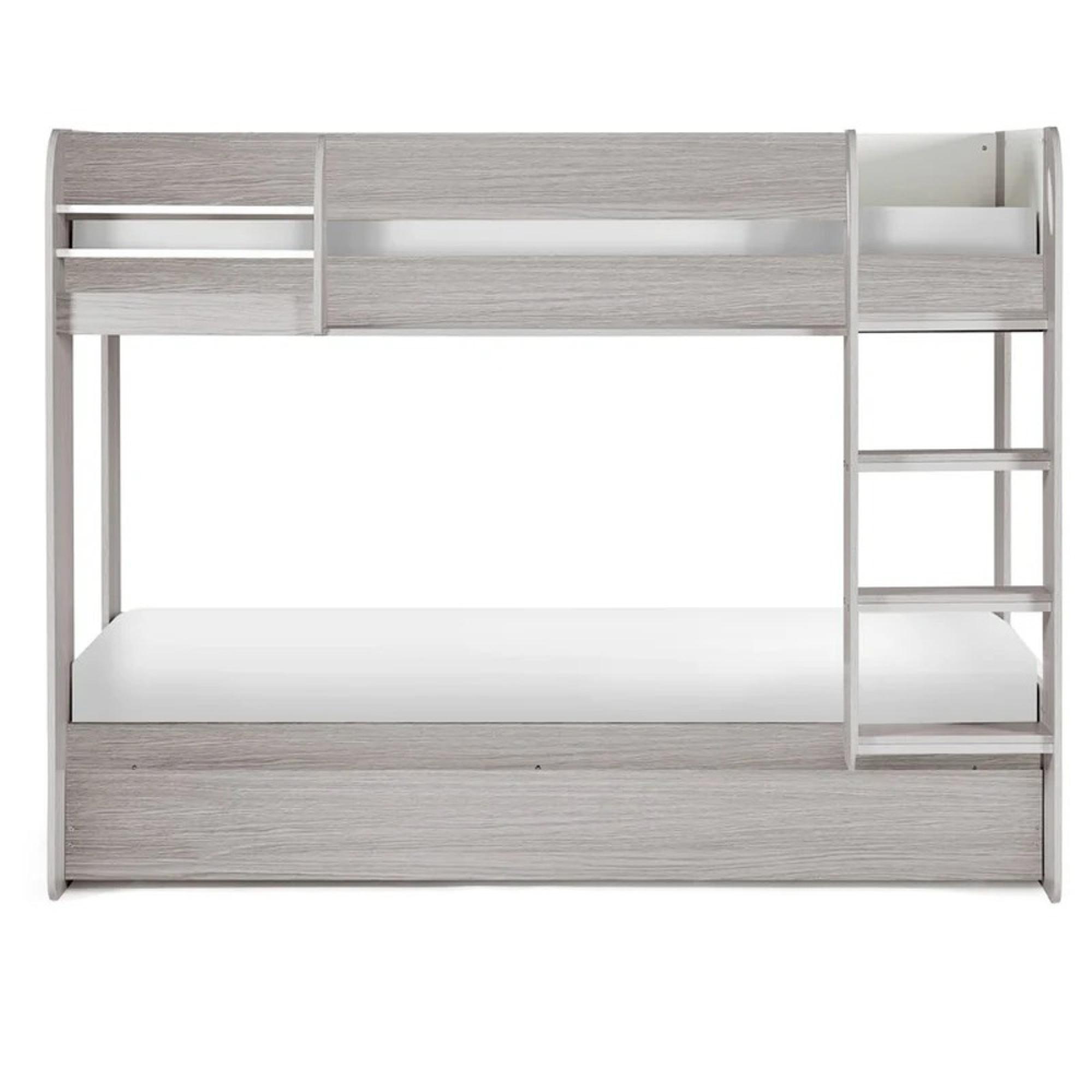 Mars Bunk Bed - Grey Oak with White Fabric
