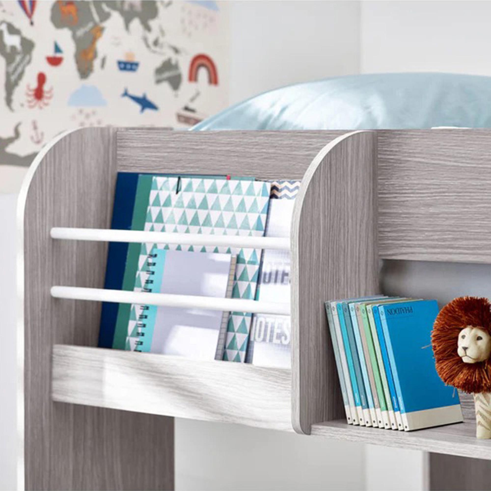 Mars Bunk Bed - Grey Oak with White Fabric