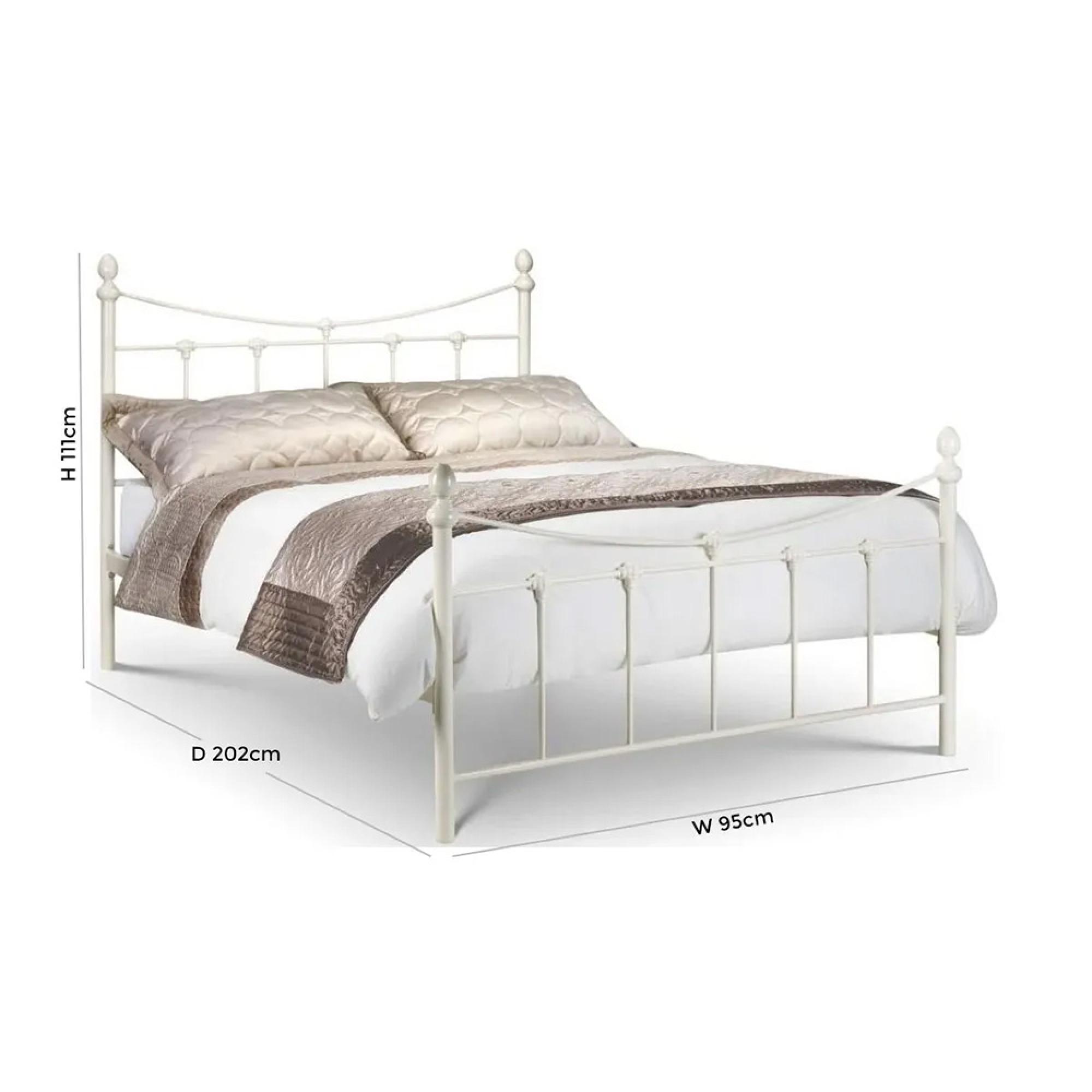 Rebecca Metal Frame Bed - White - Sizes Available