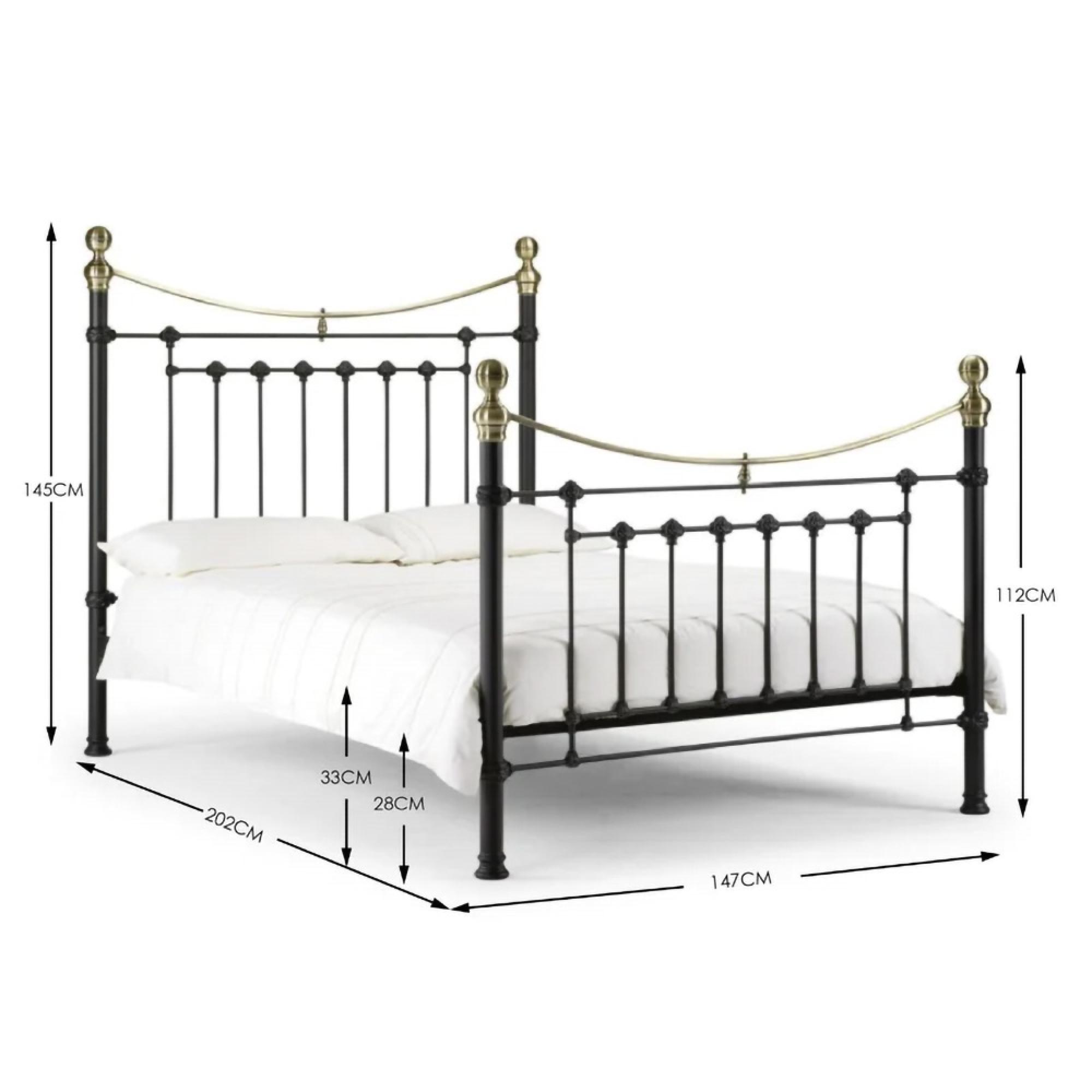 Victoria Metal Frame Bed - Black - Sizes Available
