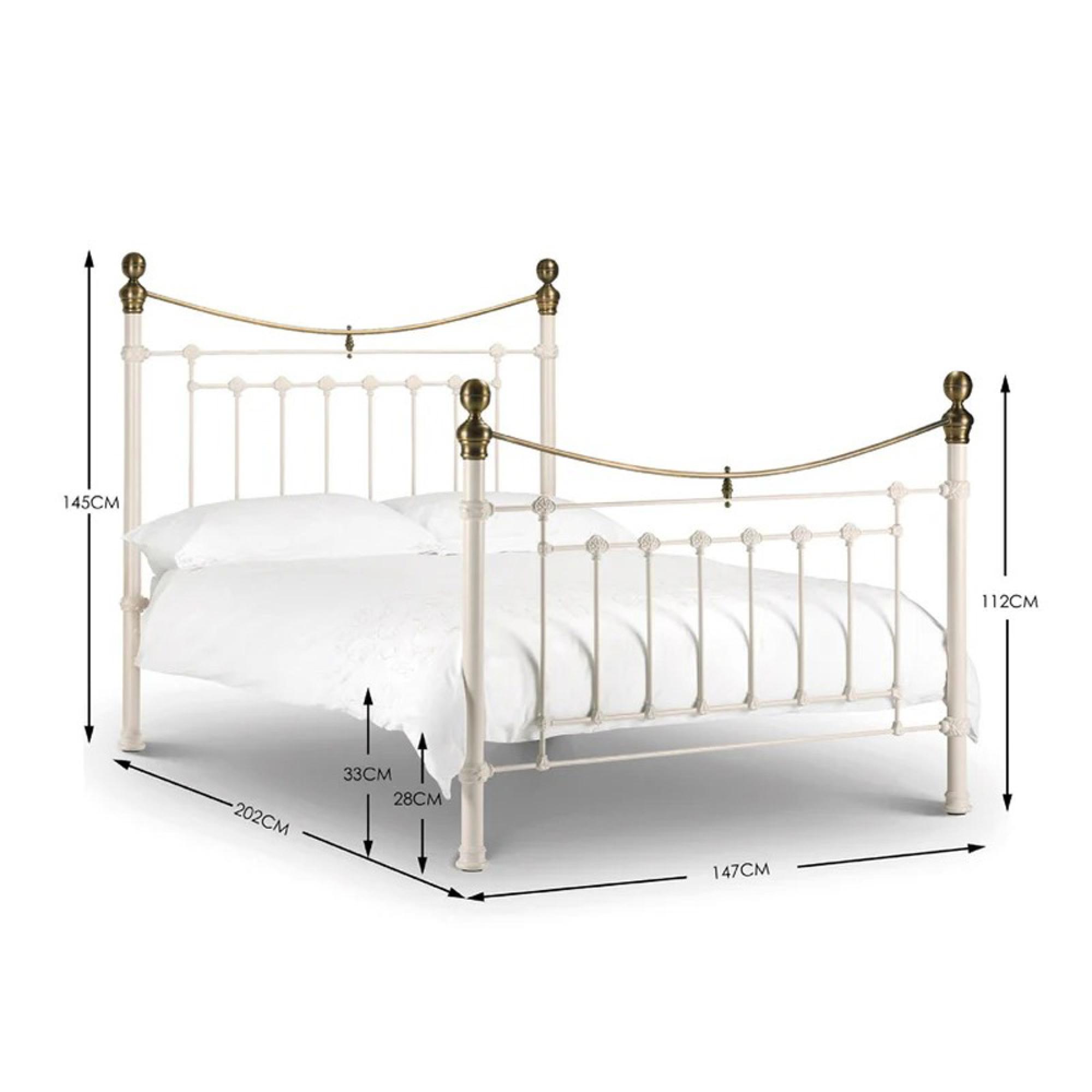 Victoria Metal Frame Bed - White - Sizes Available