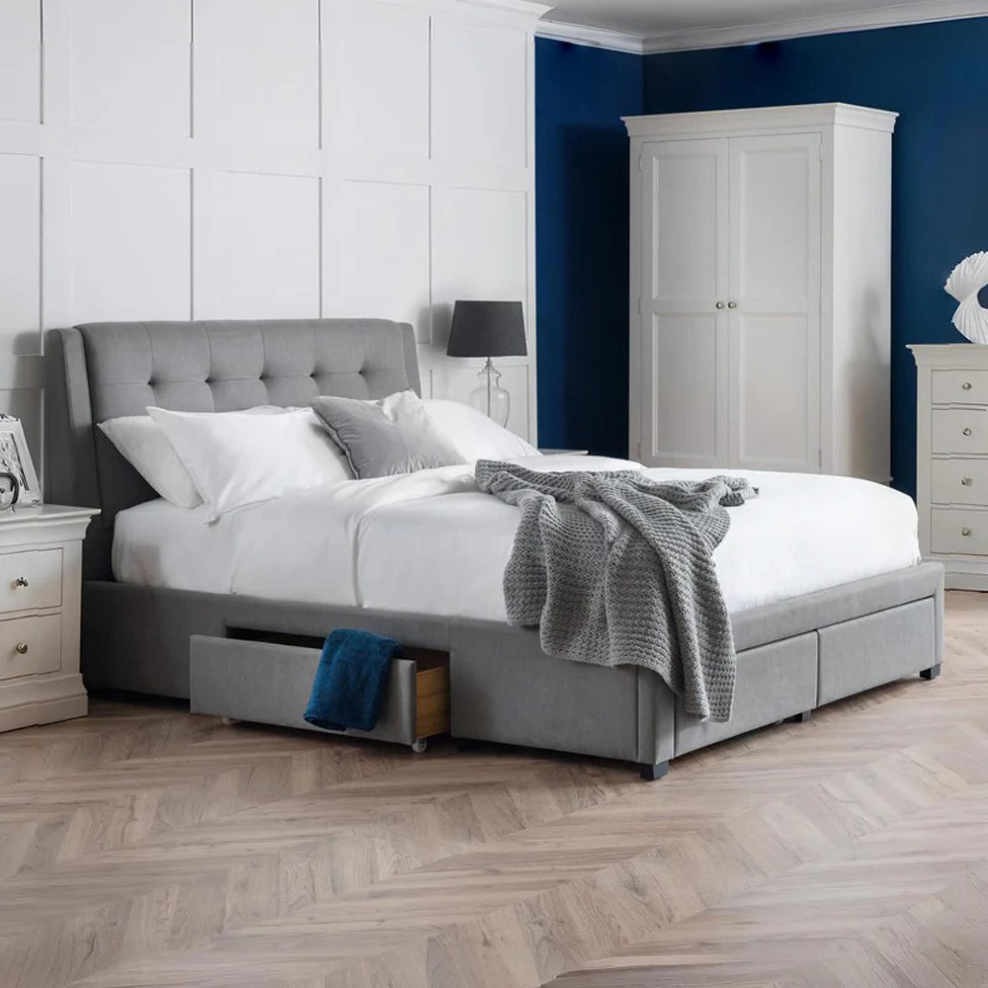 Fullerton Storage Bed - Grey Fabric - Sizes Available