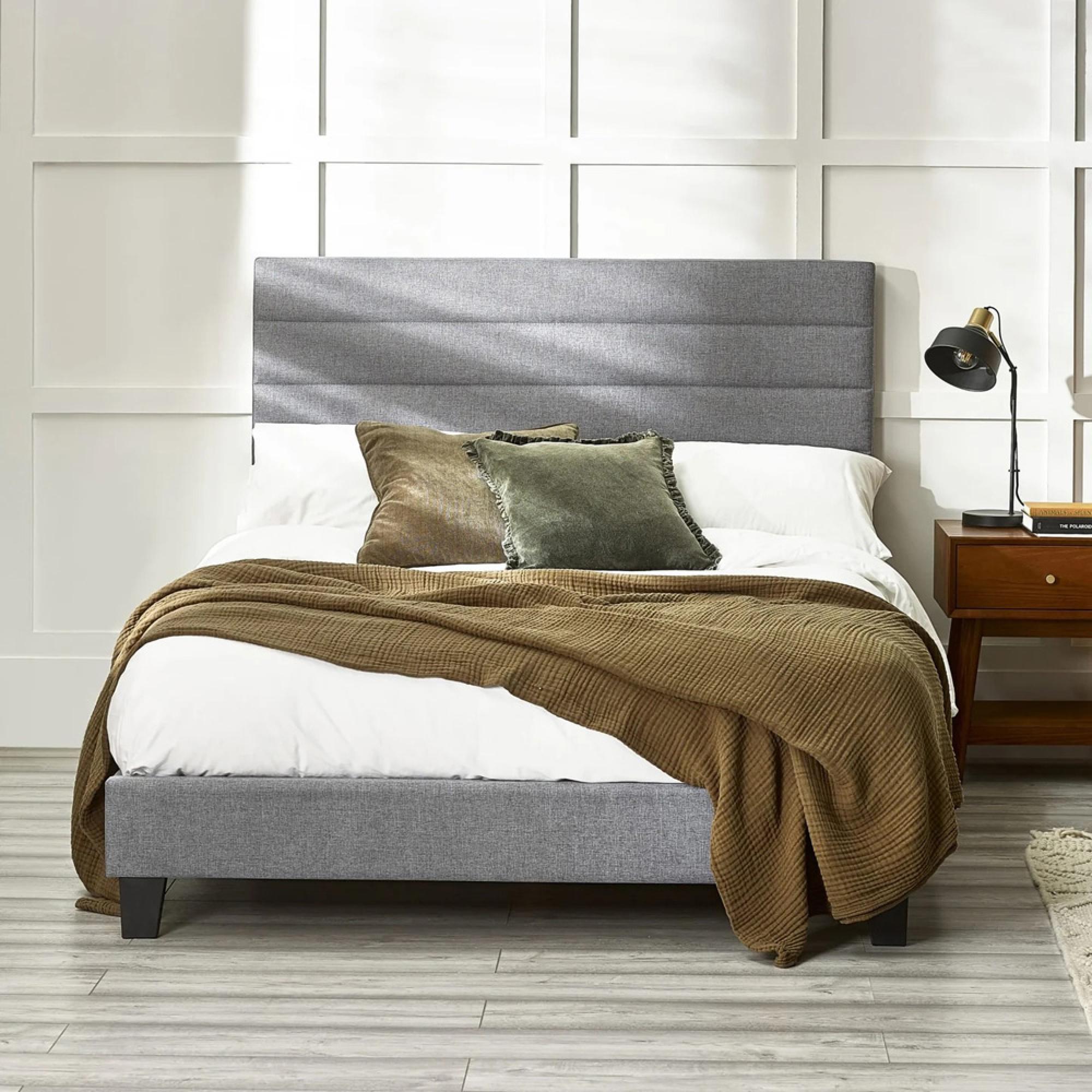 Merida Bed - Grey Fabric - Sizes Available