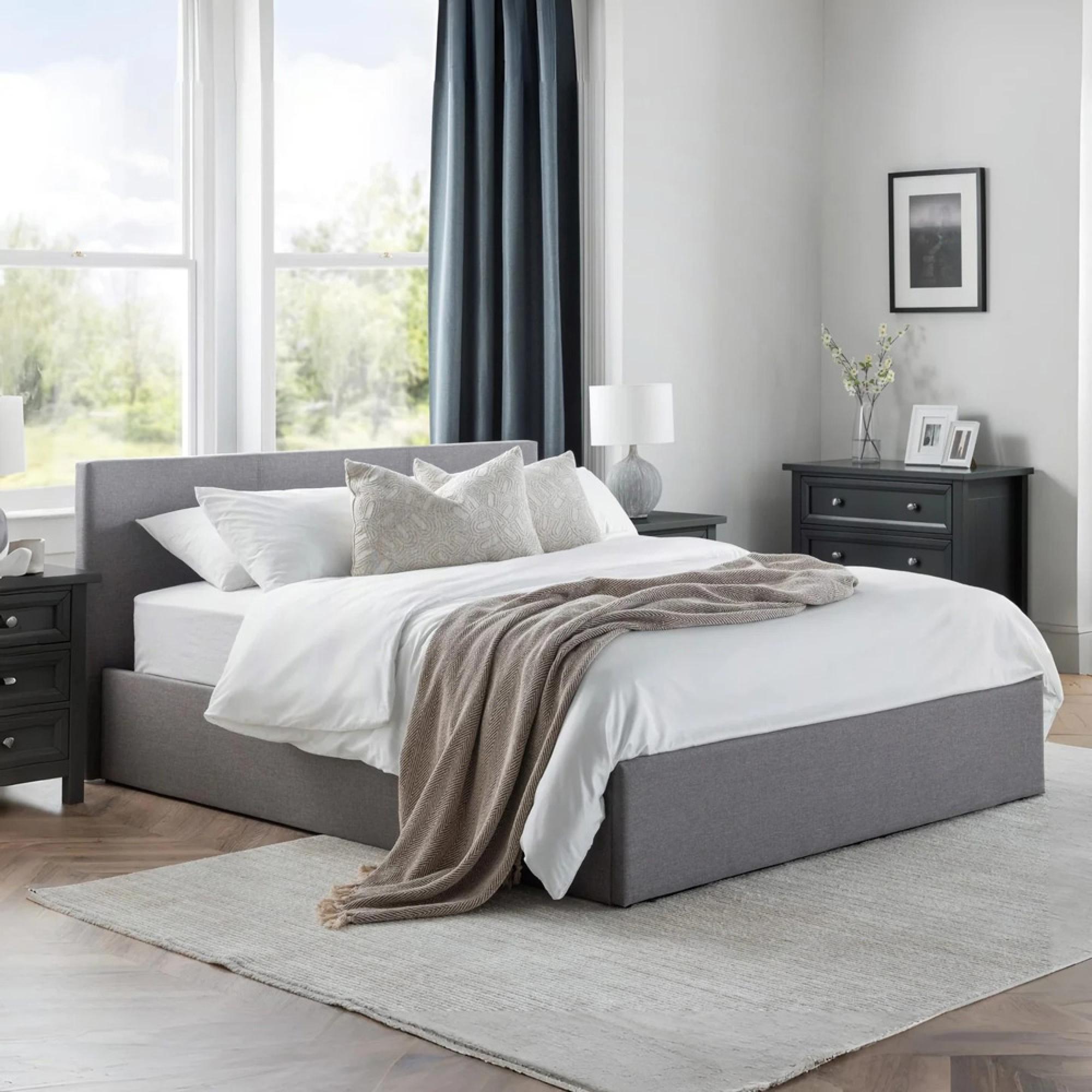 Rialto Ottoman Storage Bed - Grey Fabric - Sizes Available