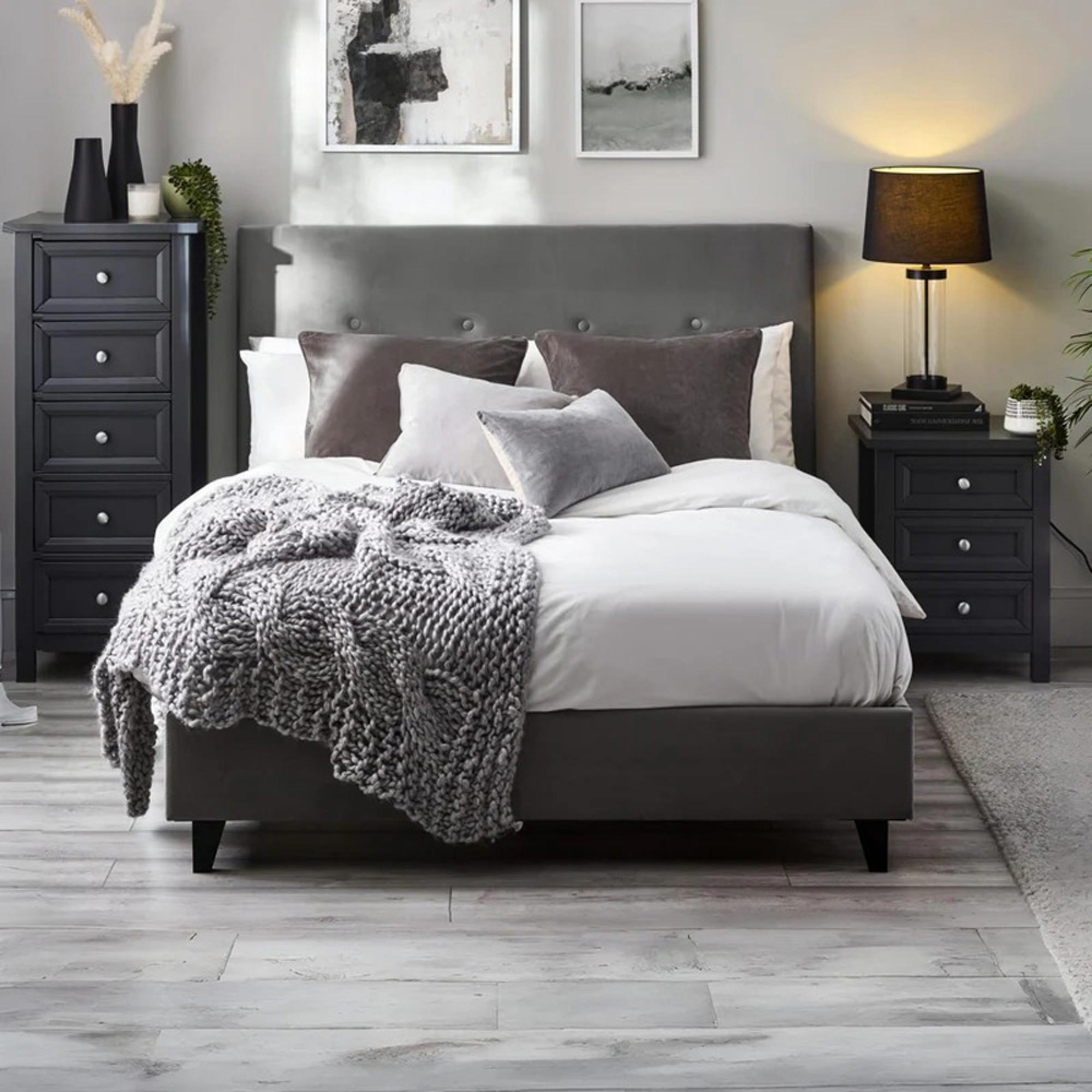 Shoreditch Bed - Grey Fabric - Sizes Available