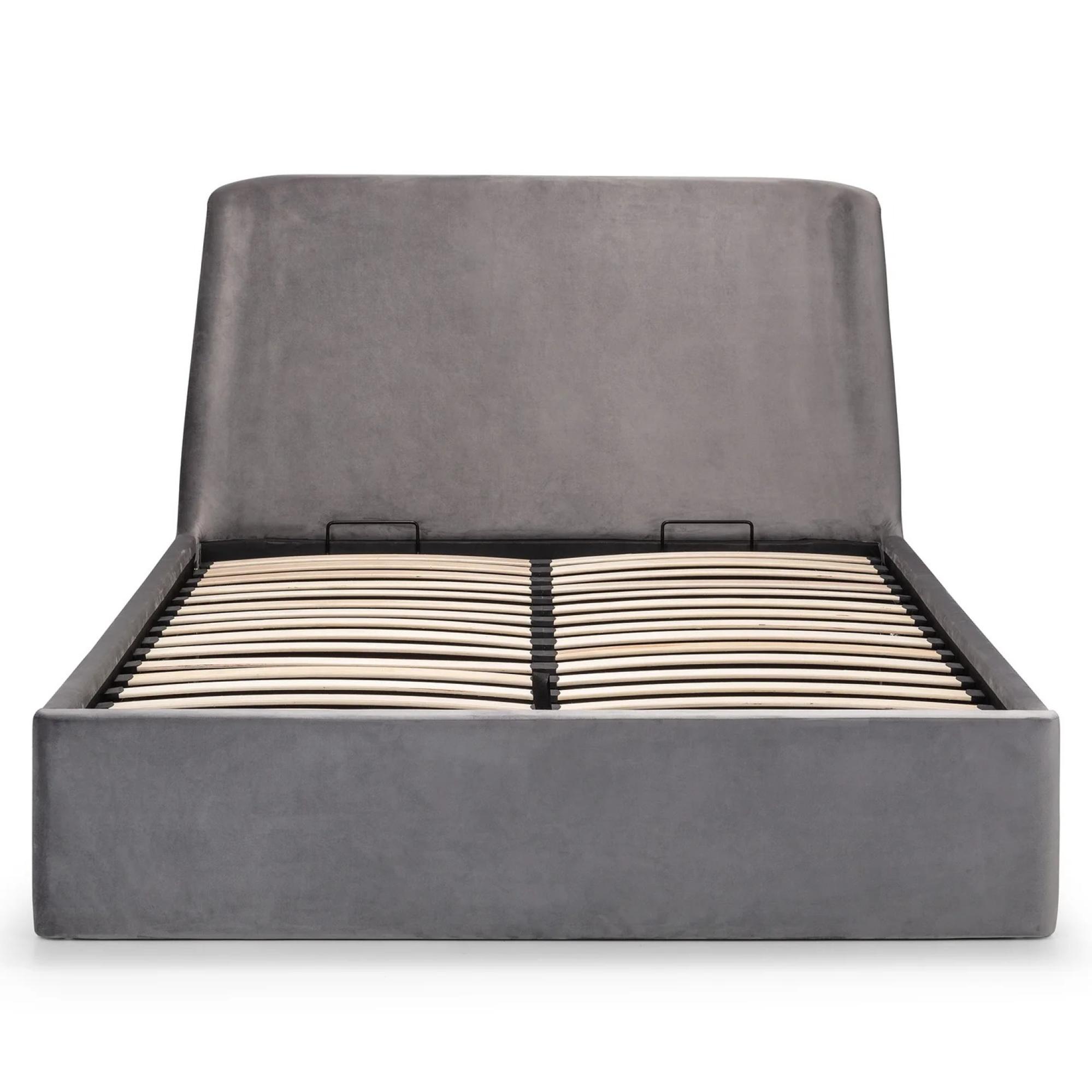 Frida Ottoman Storage Bed - Grey Fabric - Sizes Available