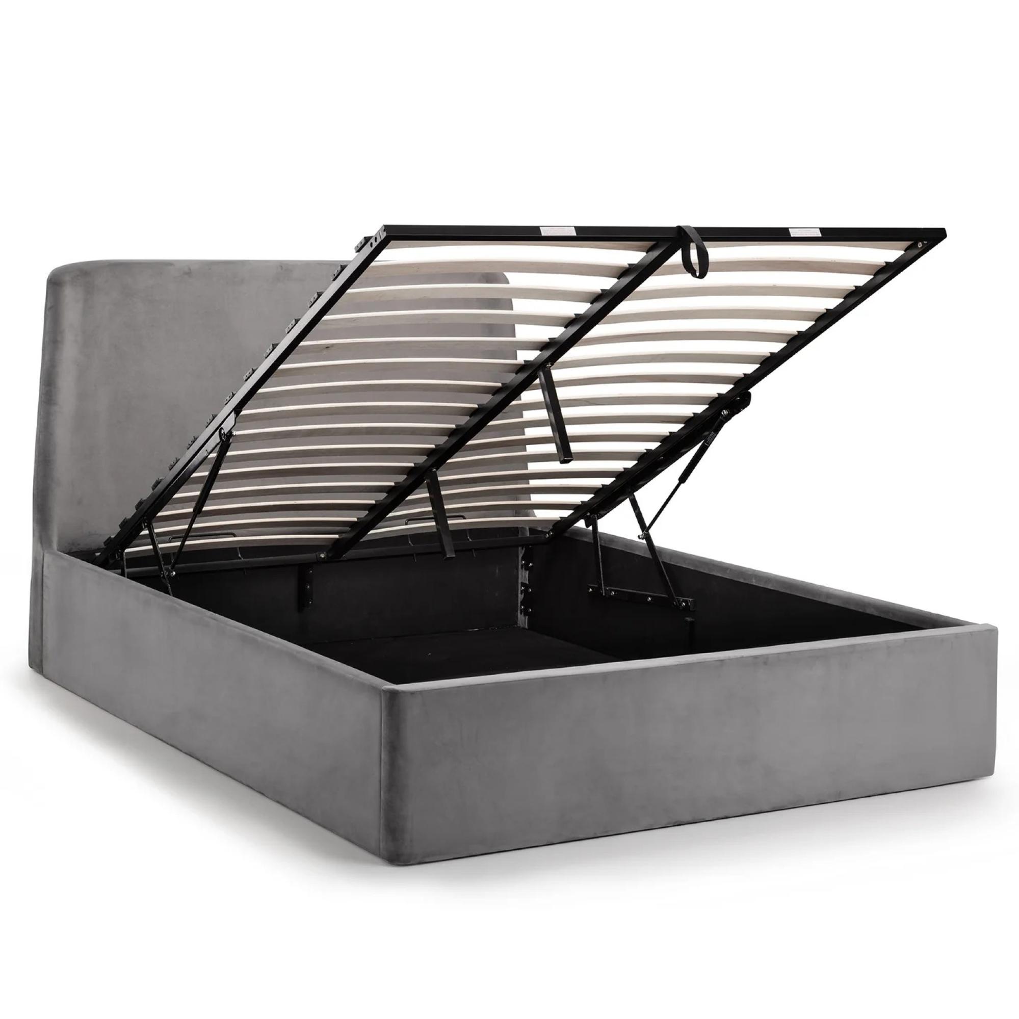 Frida Ottoman Storage Bed - Grey Fabric - Sizes Available