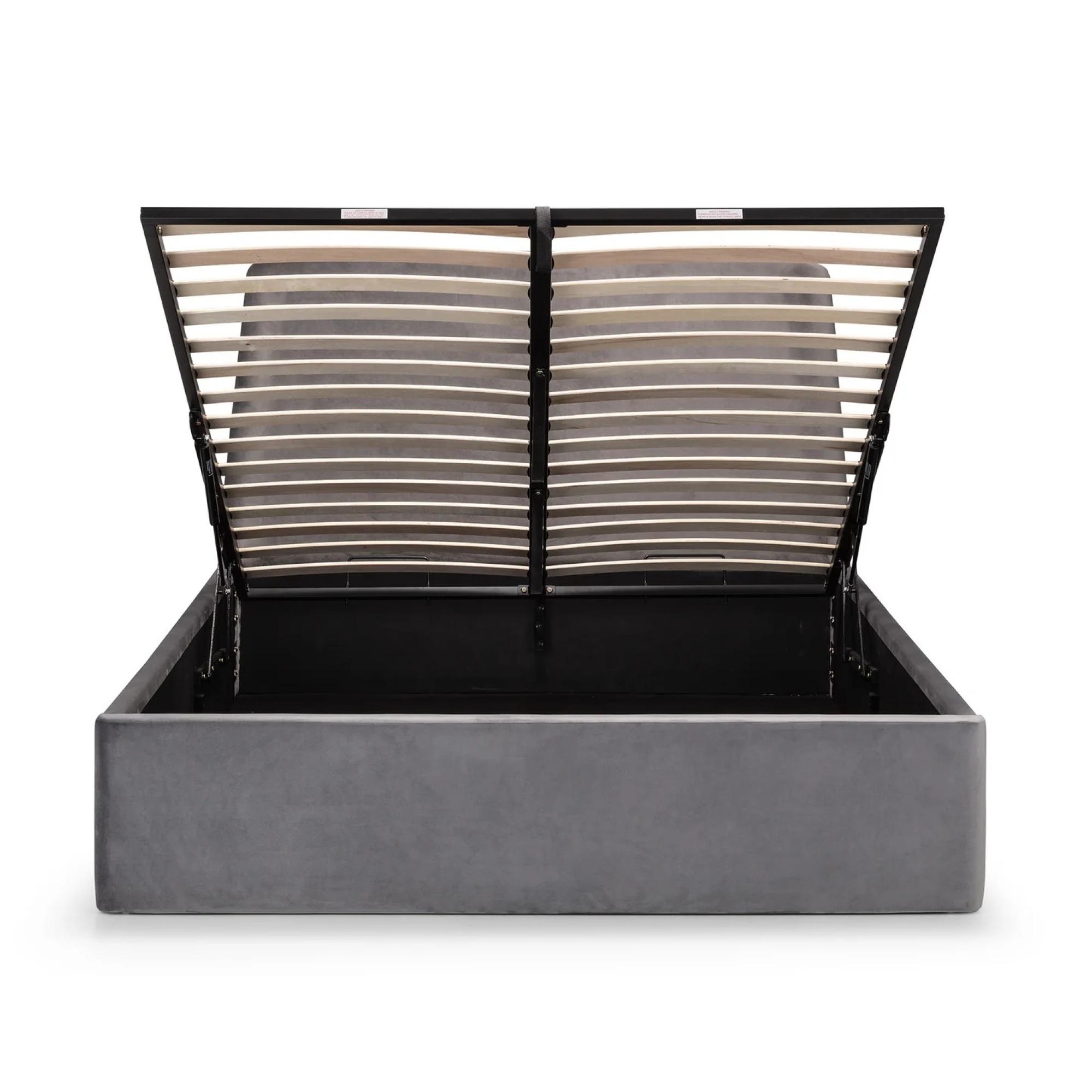 Frida Ottoman Storage Bed - Grey Fabric - Sizes Available