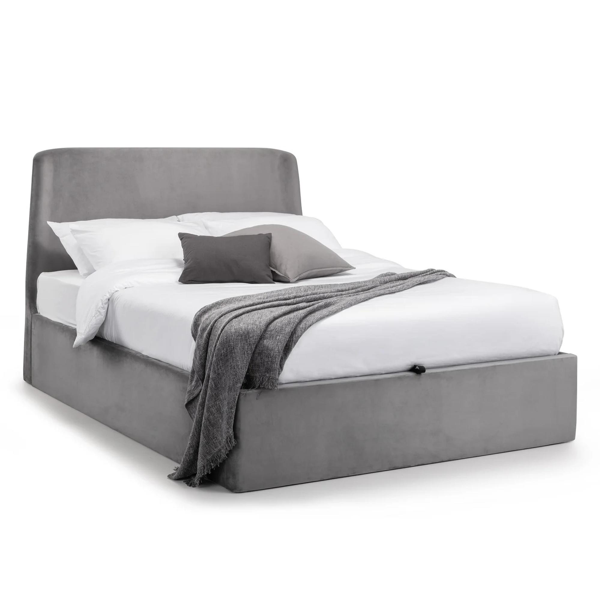 Frida Ottoman Storage Bed - Grey Fabric - Sizes Available