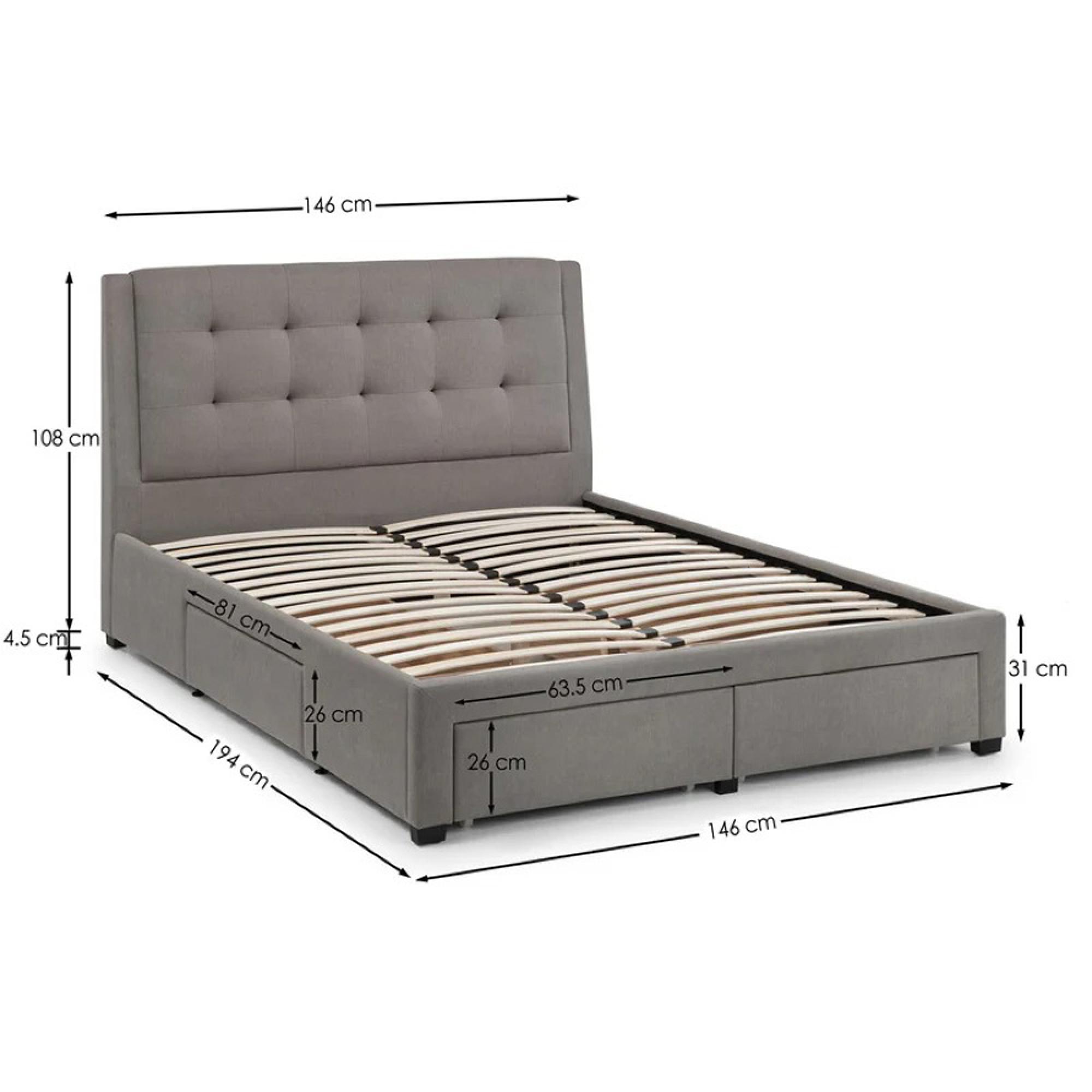 Fullerton Storage Bed - Grey Fabric - Sizes Available