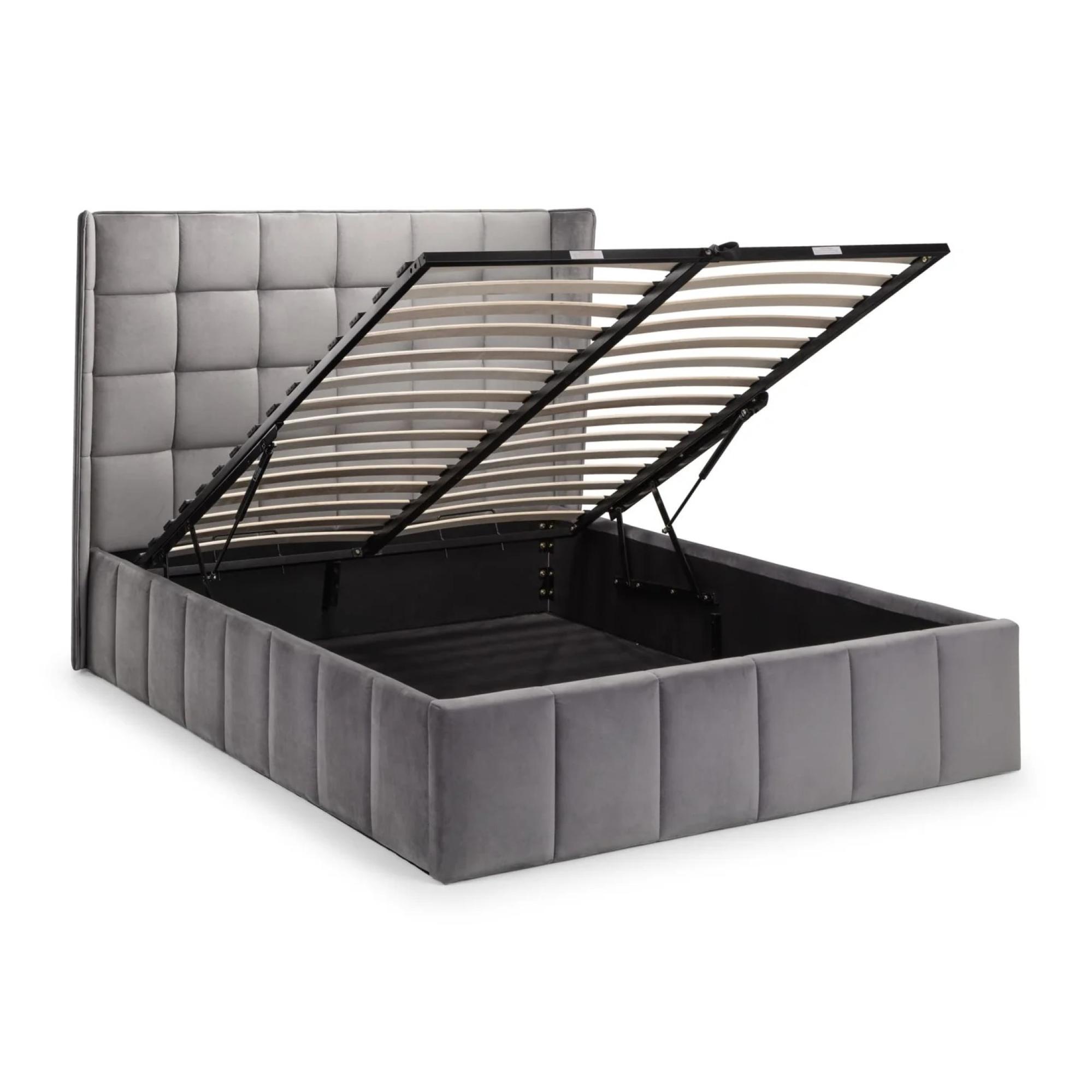 Gatsby Ottoman Storage Bed - Light Grey Fabric - Sizes Available