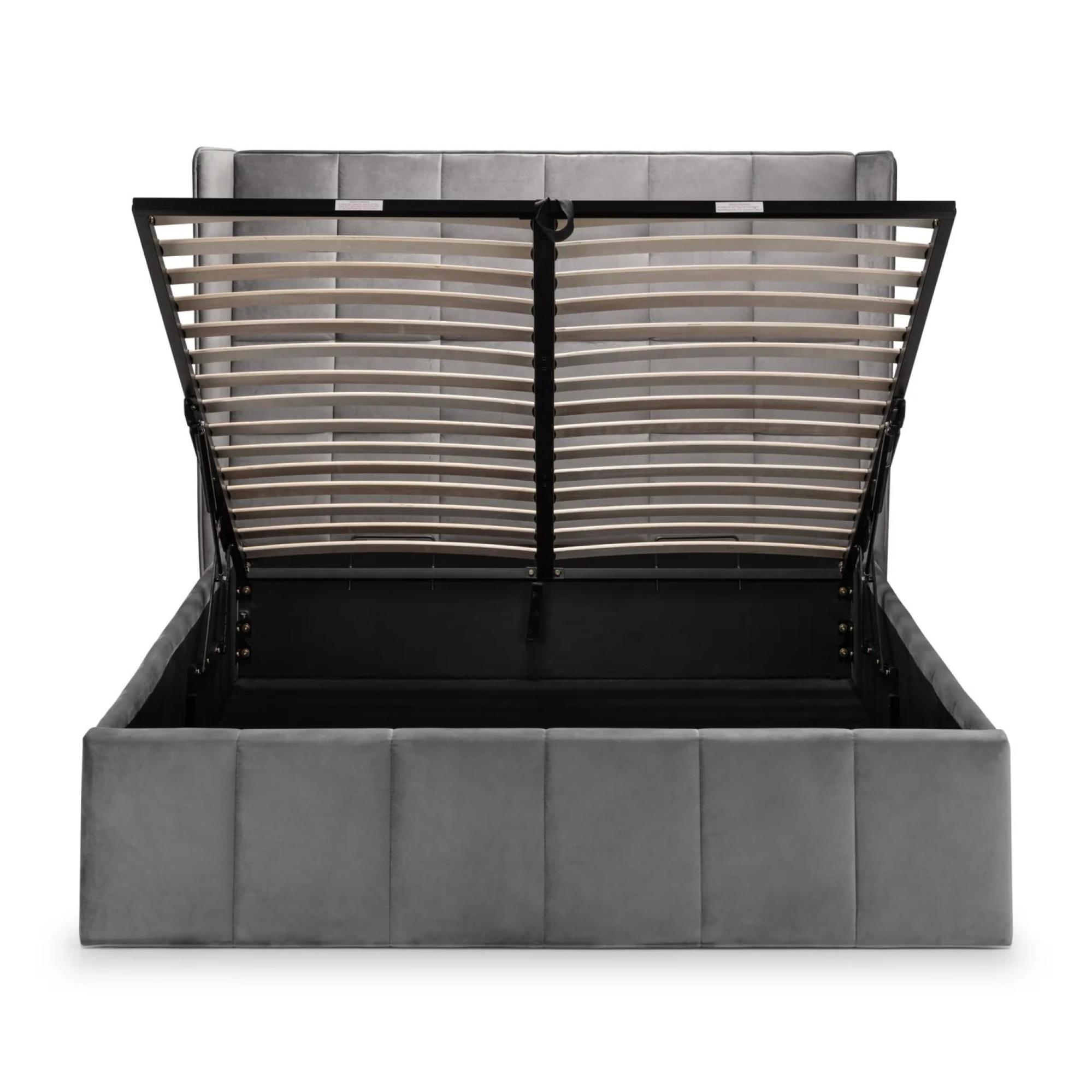 Gatsby Ottoman Storage Bed - Light Grey Fabric - Sizes Available