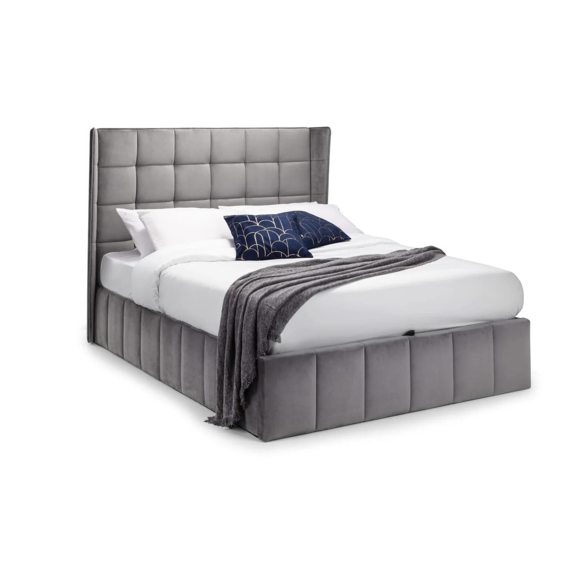 Gatsby Ottoman Storage Bed - Light Grey Fabric - Sizes Available
