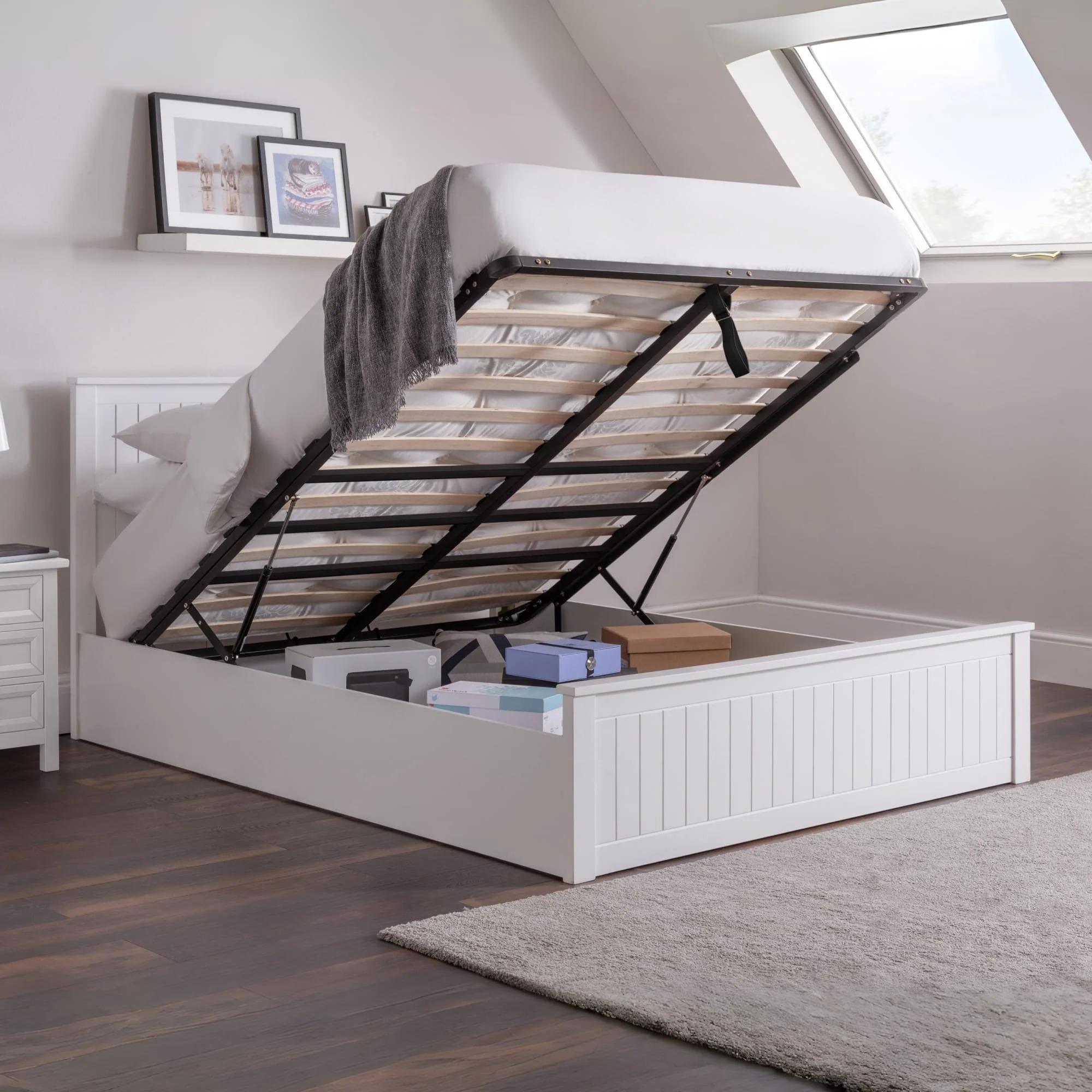 Maine Ottoman Storage Bed - White - Sizes Available