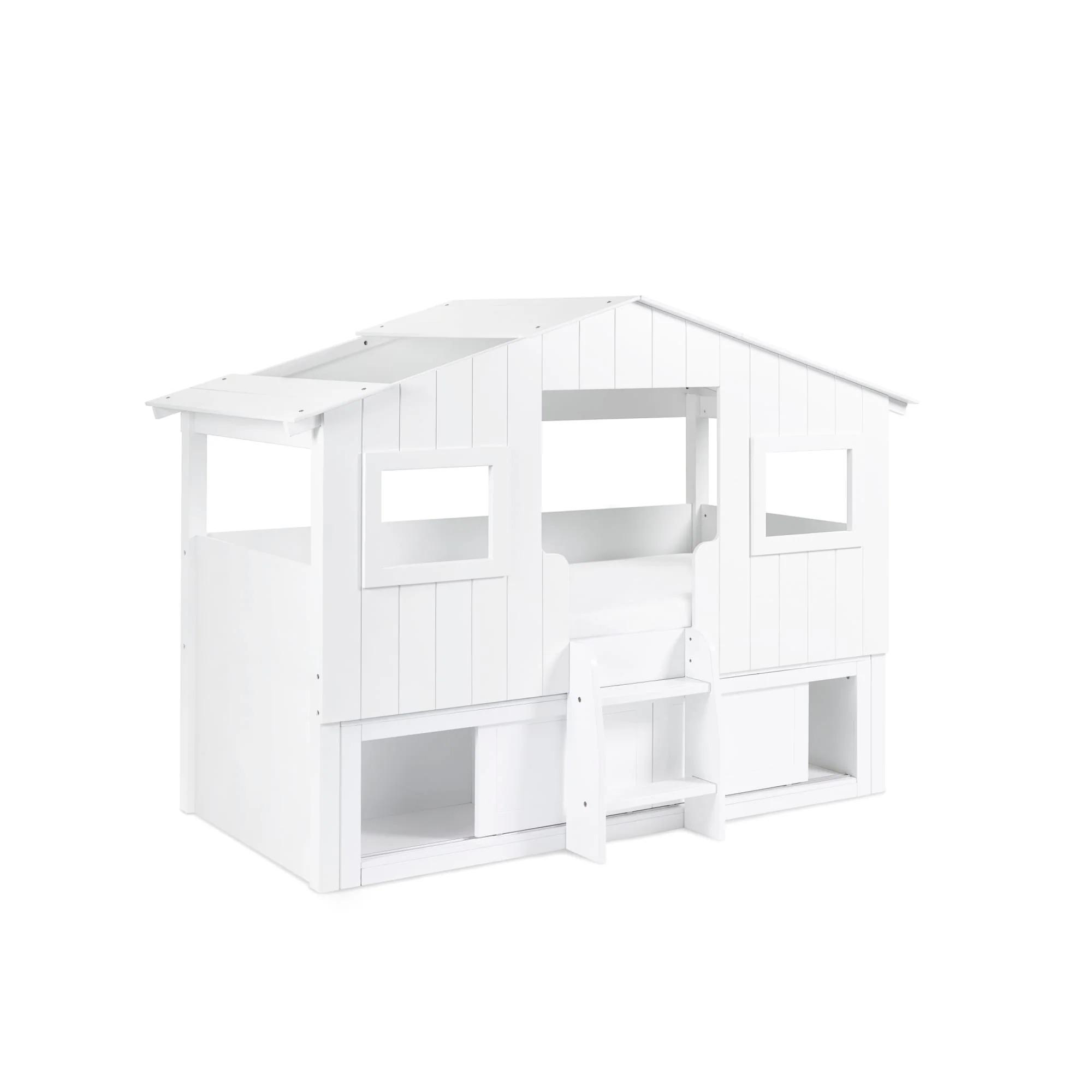Acorn Treehouse Storage Midsleeper Bed - White