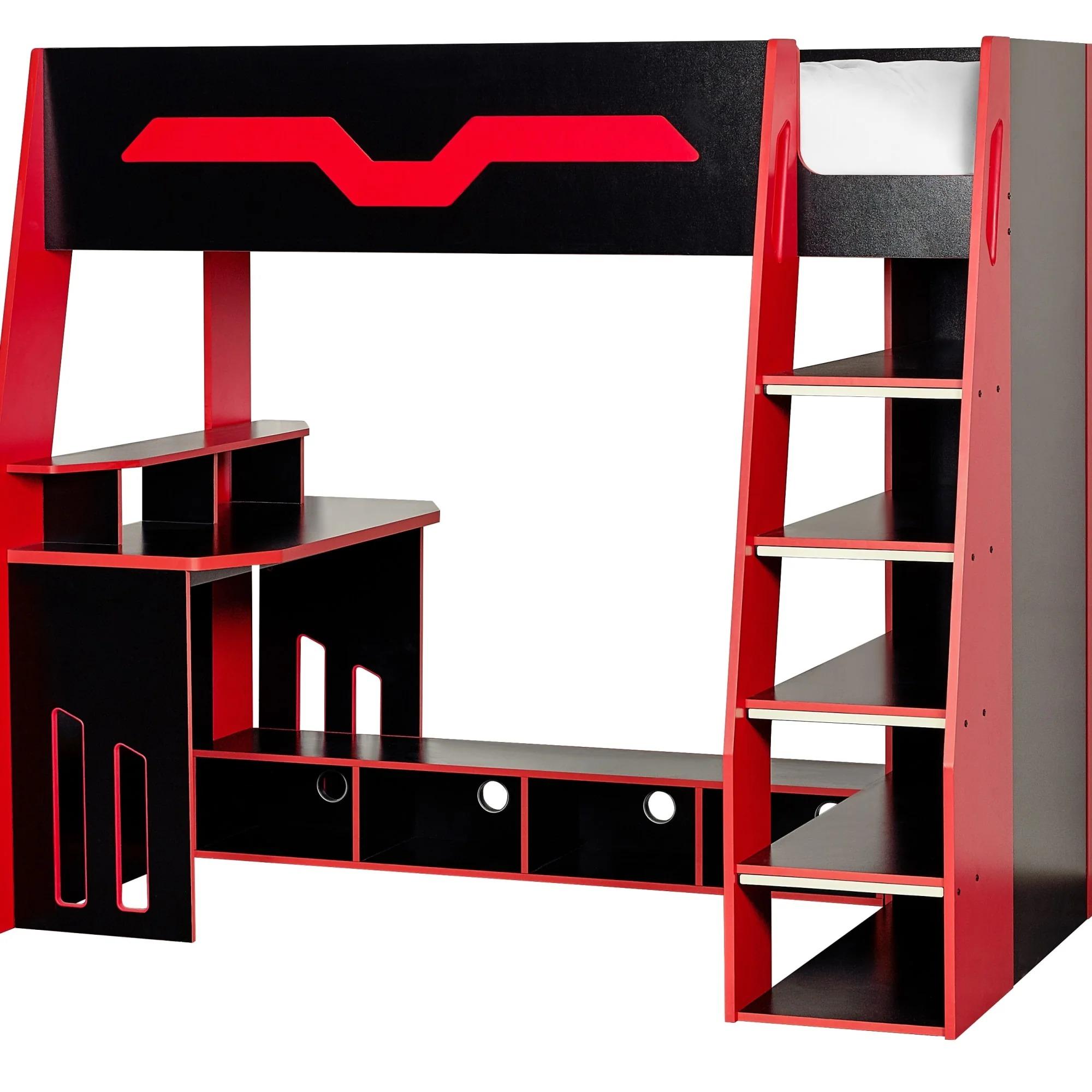 Eagle Gaming Highsleeper Bunk Bed - Black and Red