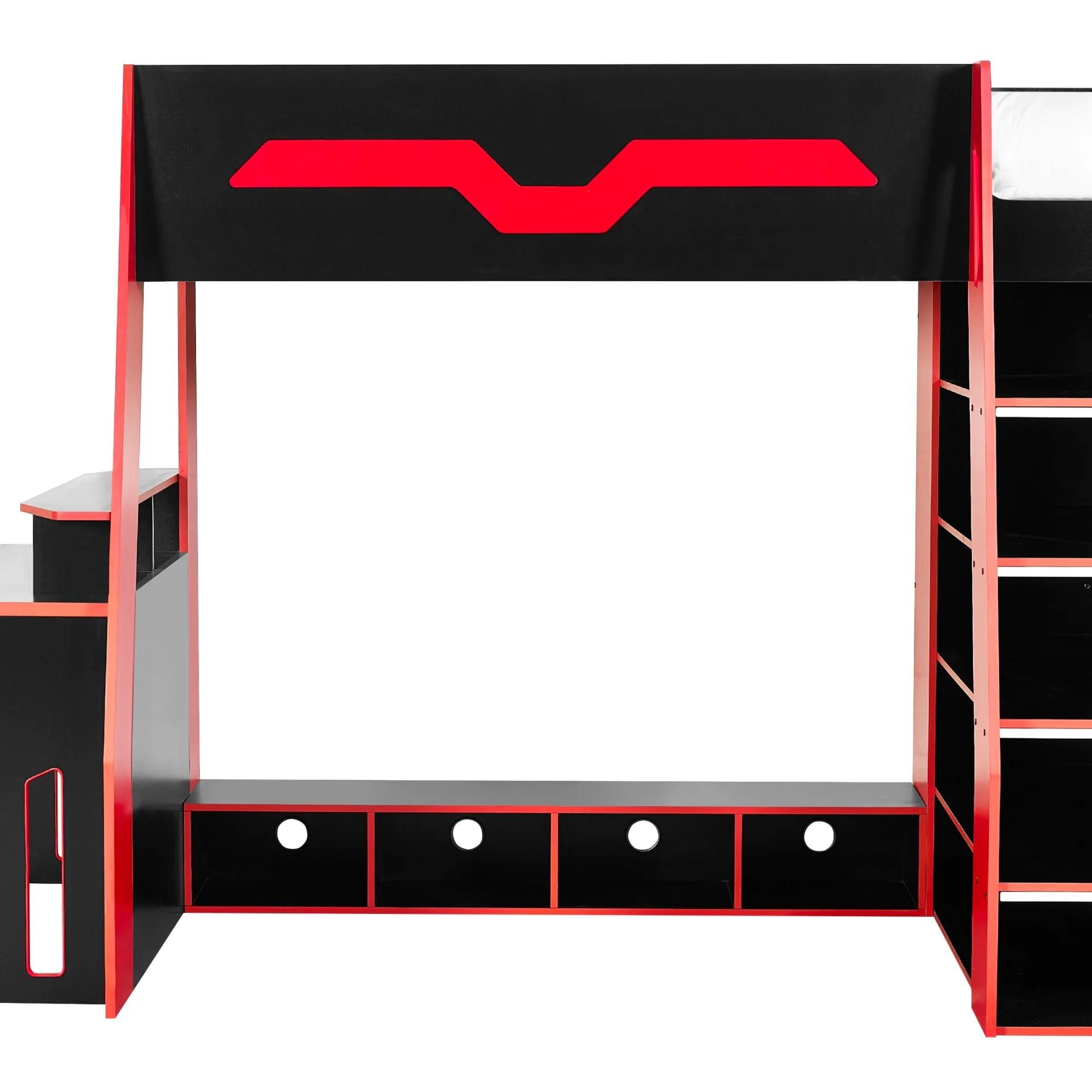 Eagle Gaming Highsleeper Bunk Bed - Black and Red