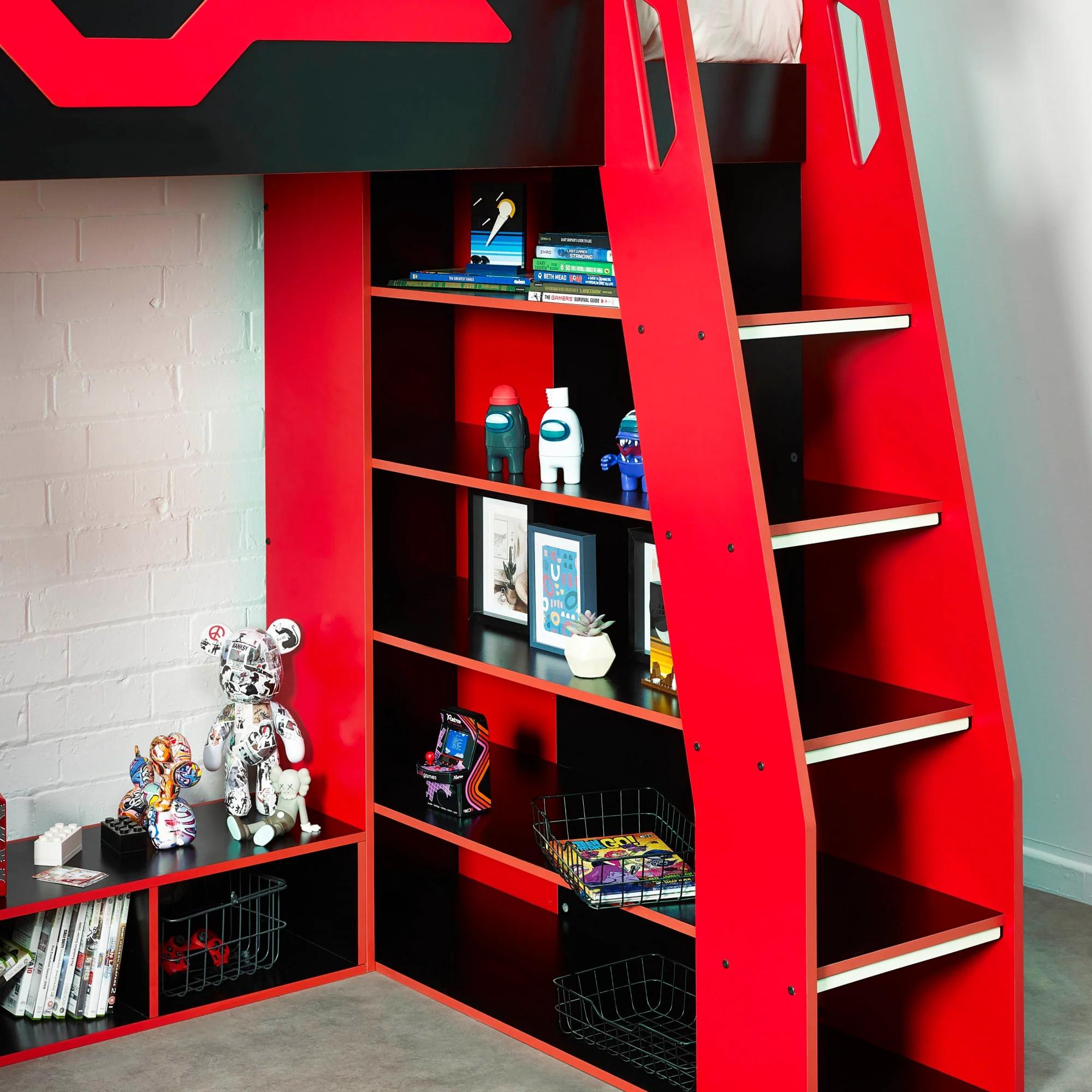 Eagle Gaming Highsleeper Bunk Bed - Black and Red