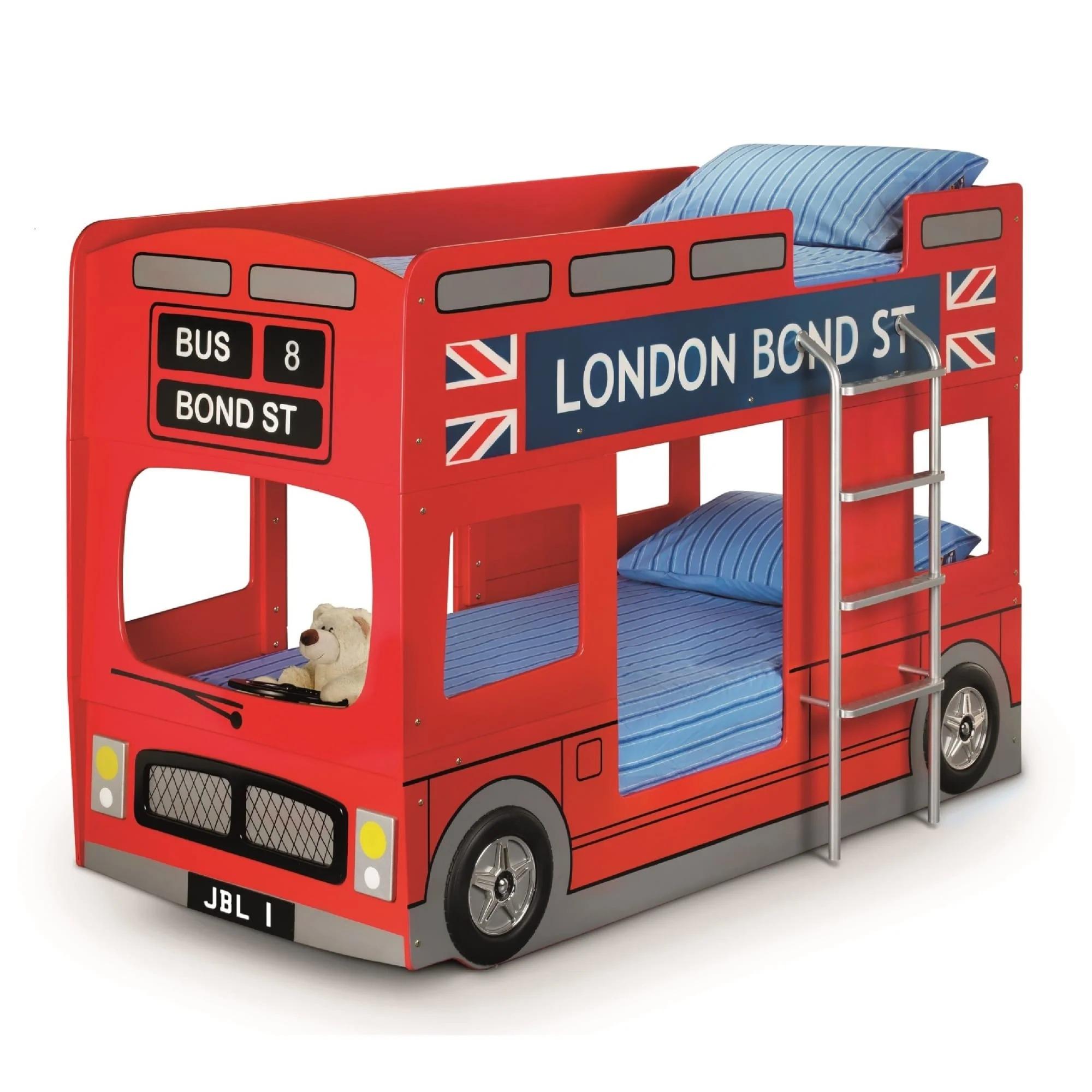 London Novelty Bunk Bed - Bus - Red Gloss