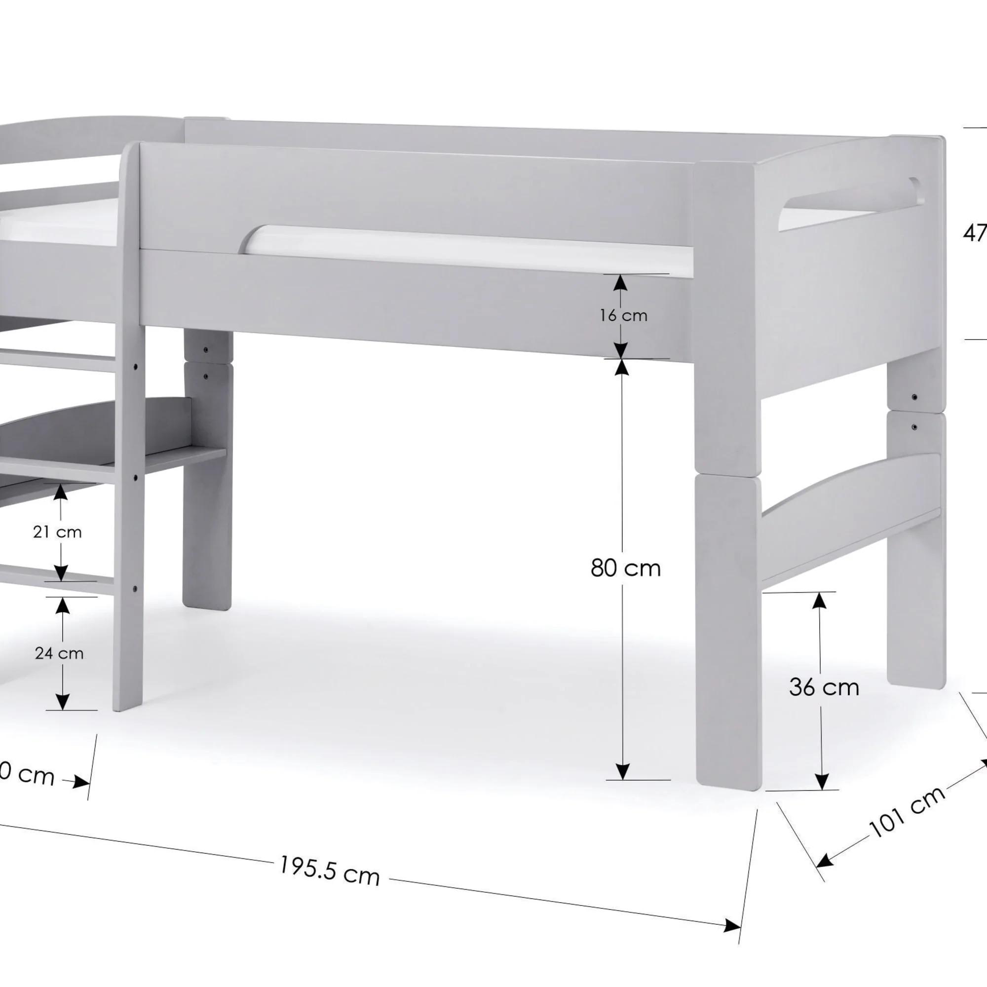 Pluto Midsleeper Bed - Grey