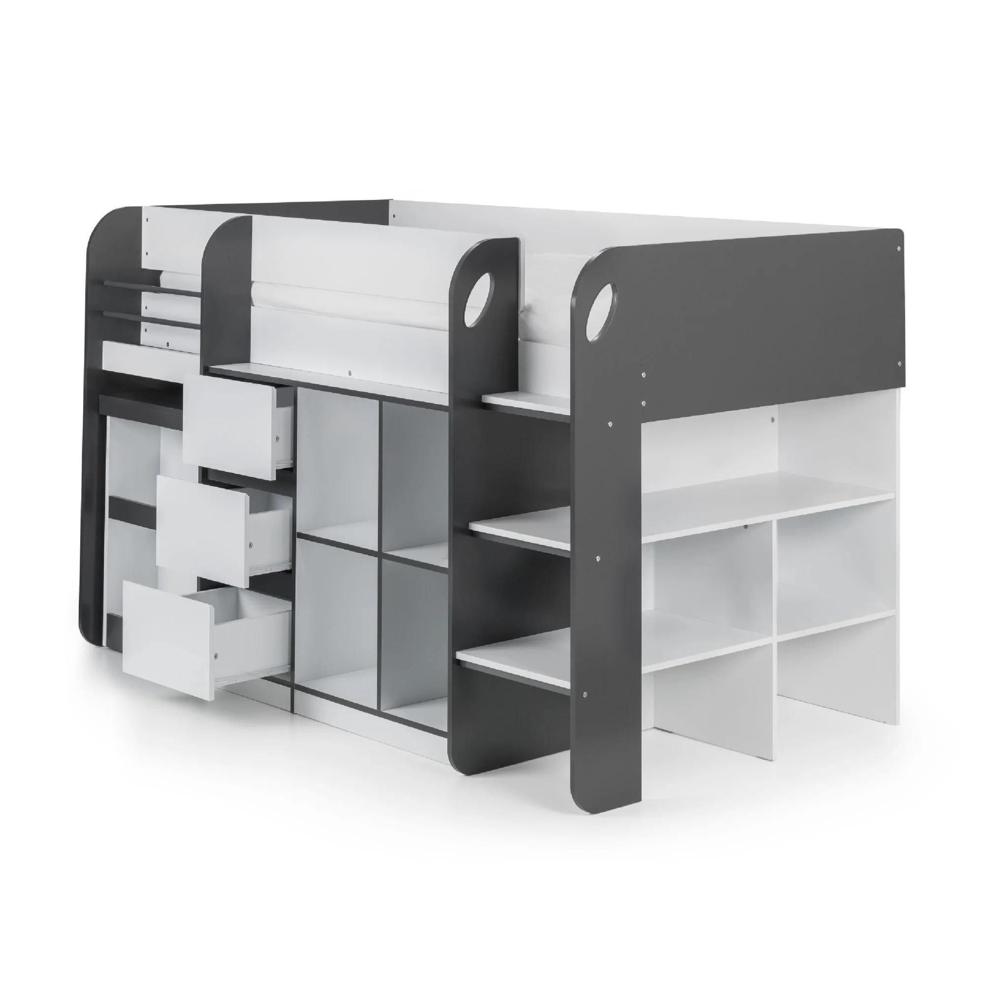 Saturn Midsleeper Bed - White and Grey