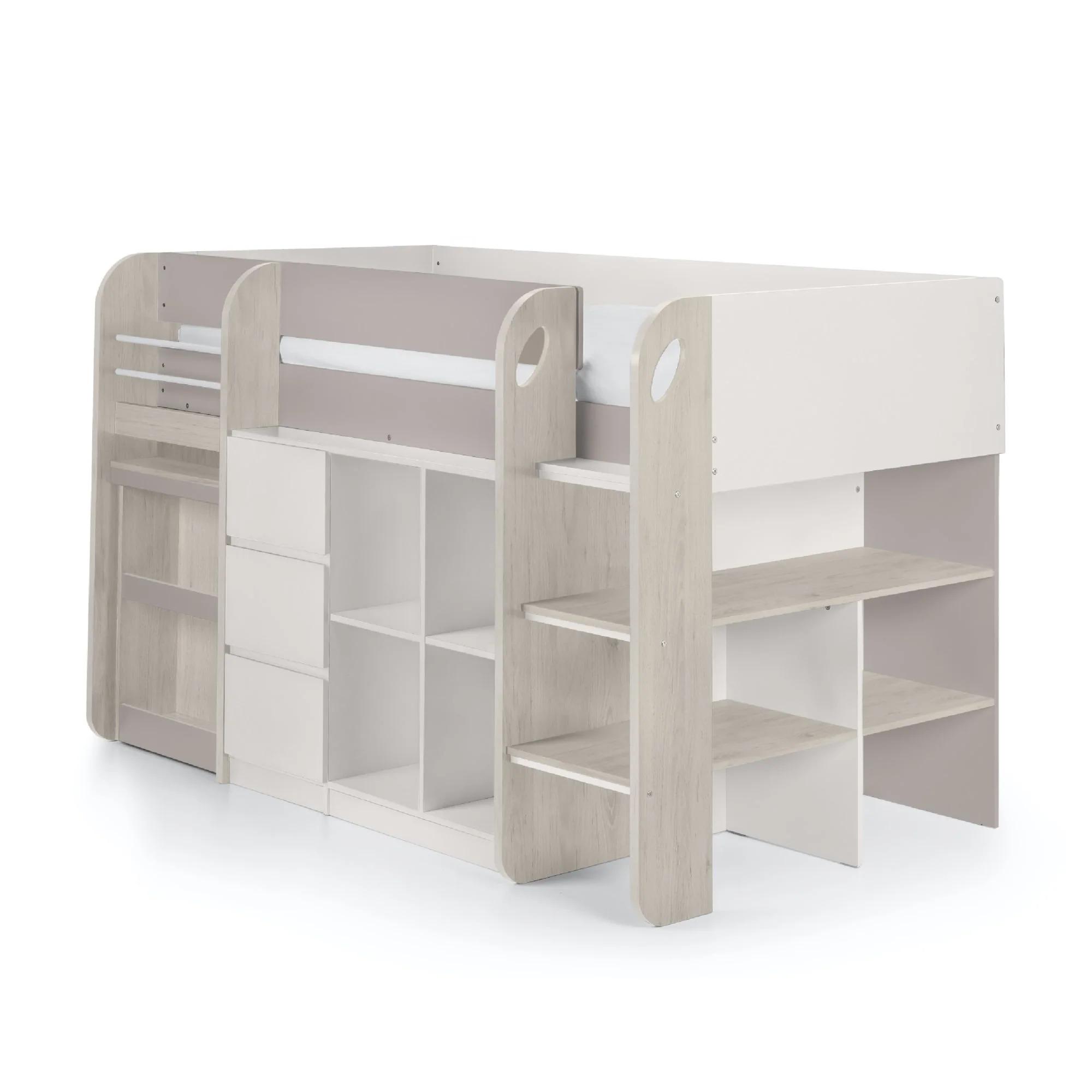 Saturn Midsleeper Bed - White and Taupe