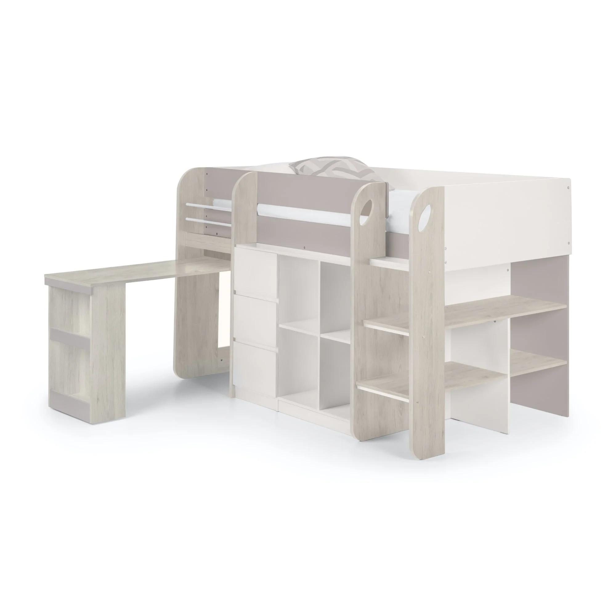 Saturn Midsleeper Bed - White and Taupe