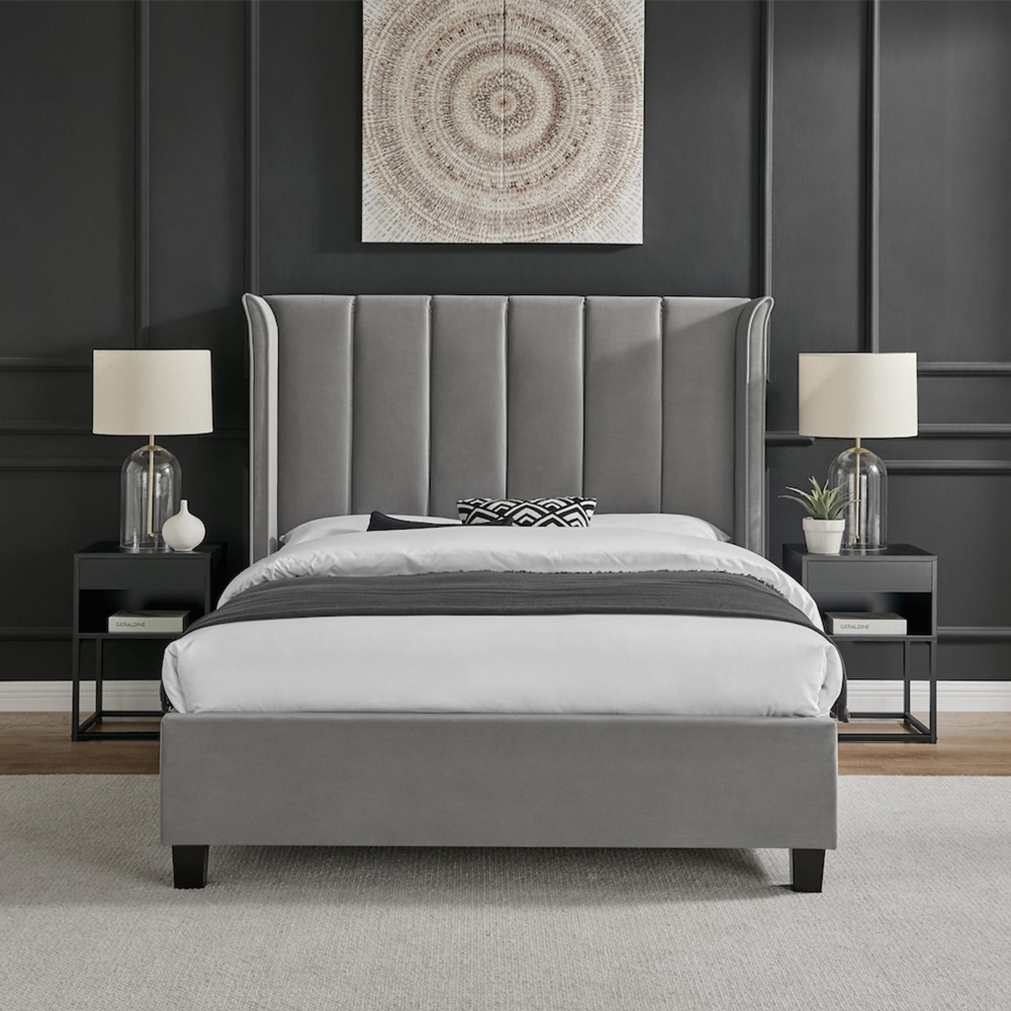 Posey Grey Fabric Bed - Sizes Available