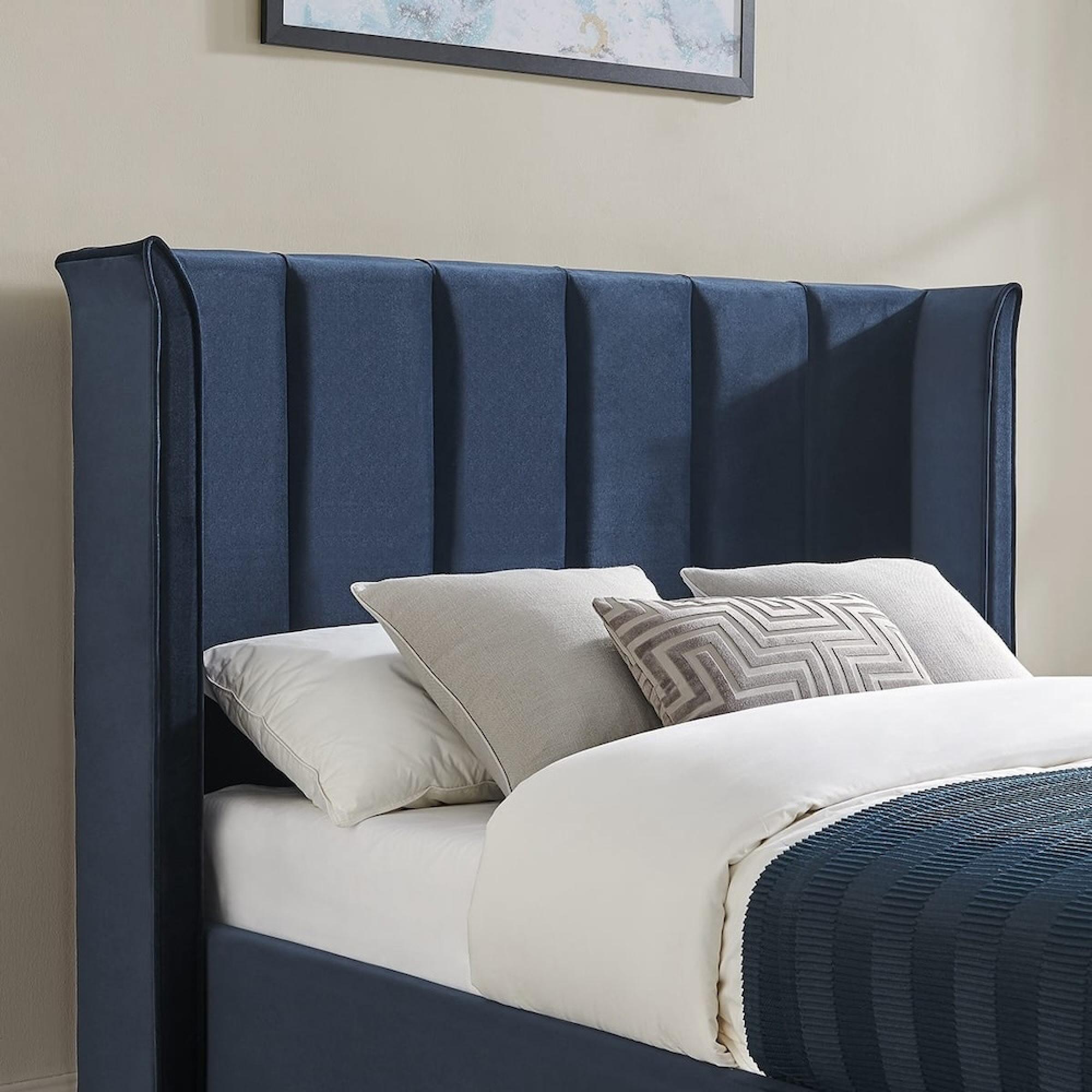Posey Navy Blue Fabric Ottoman Bed - Sizes Available
