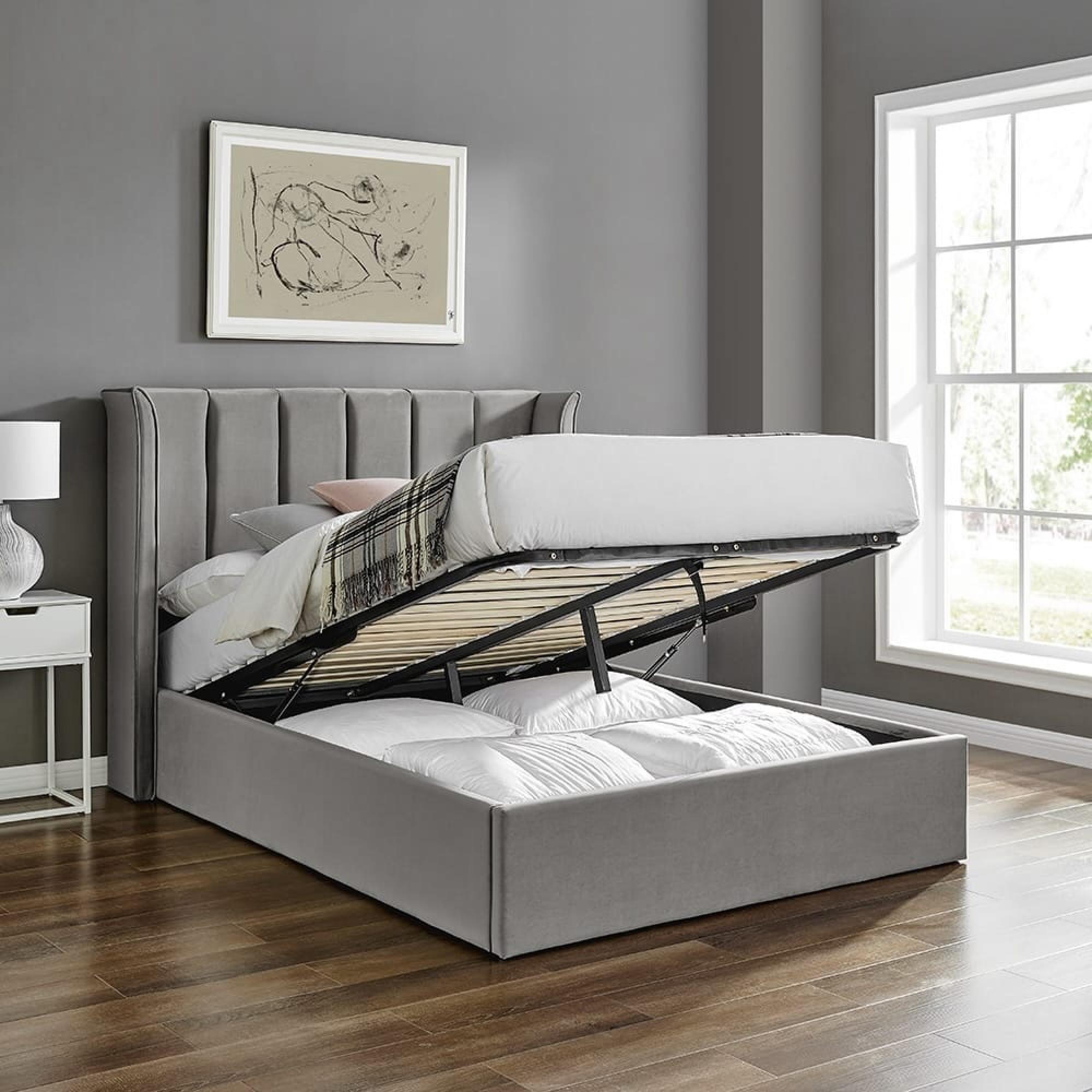 Posey Silver Fabric Ottoman Bed - Sizes Available