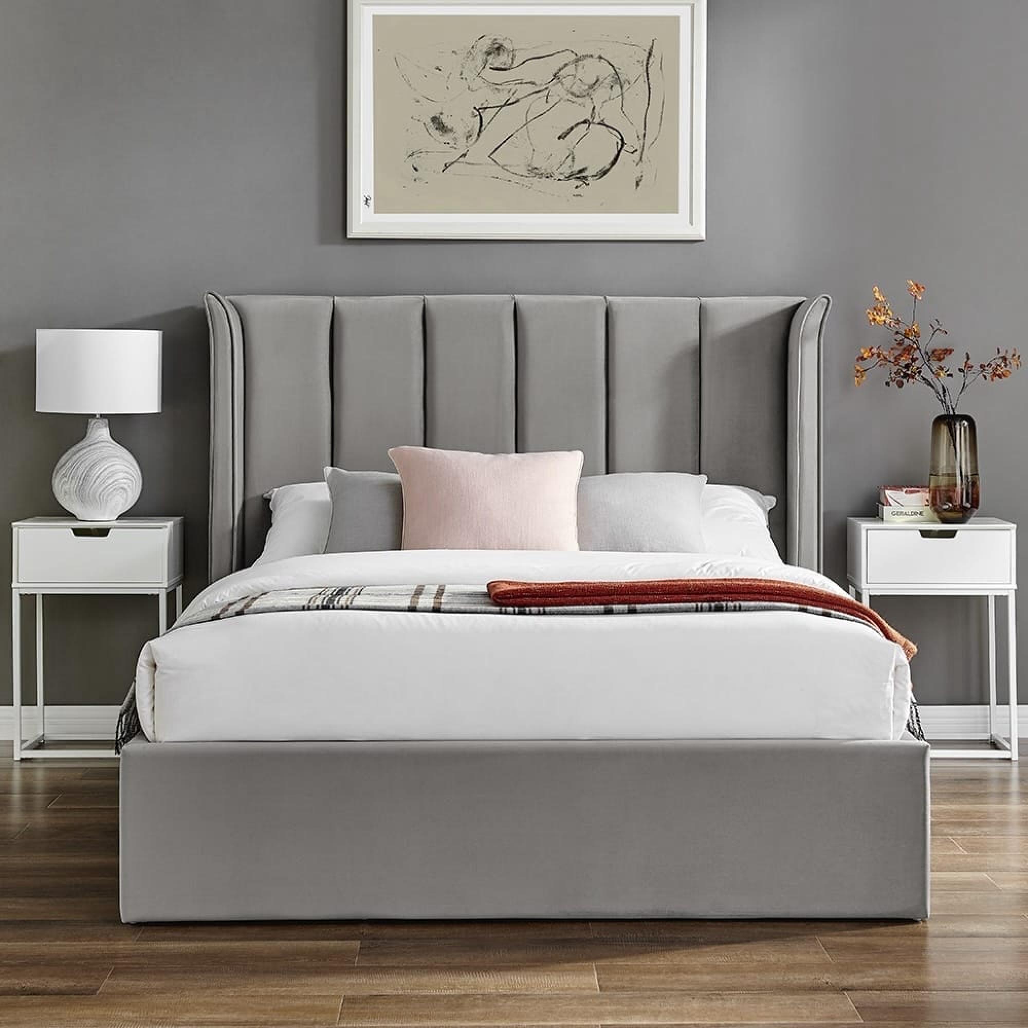 Posey Silver Fabric Ottoman Bed - Sizes Available