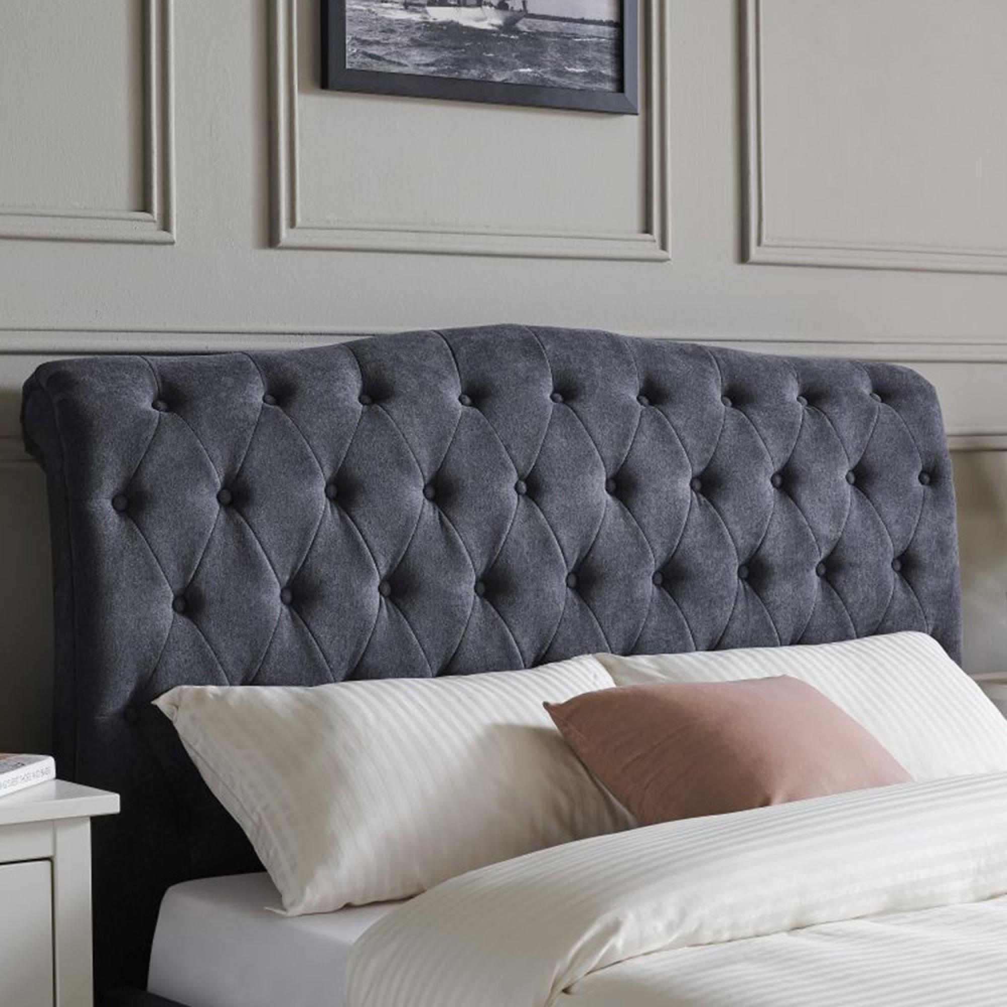 Roma Dark Grey Fabric Bed - Sizes Available