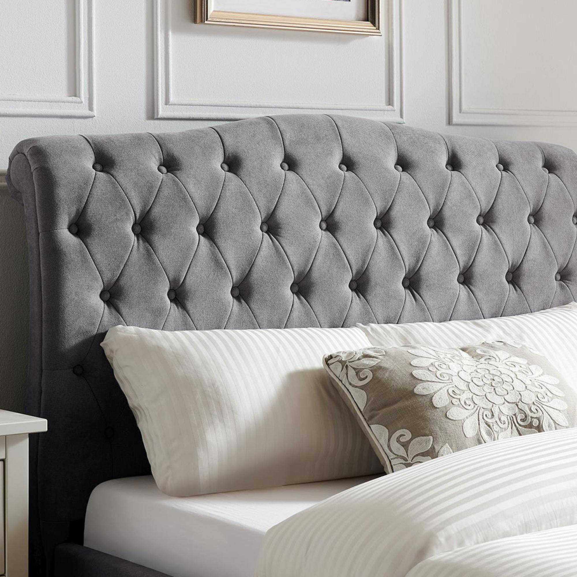 Roma Light Grey Fabric Bed - Sizes Available