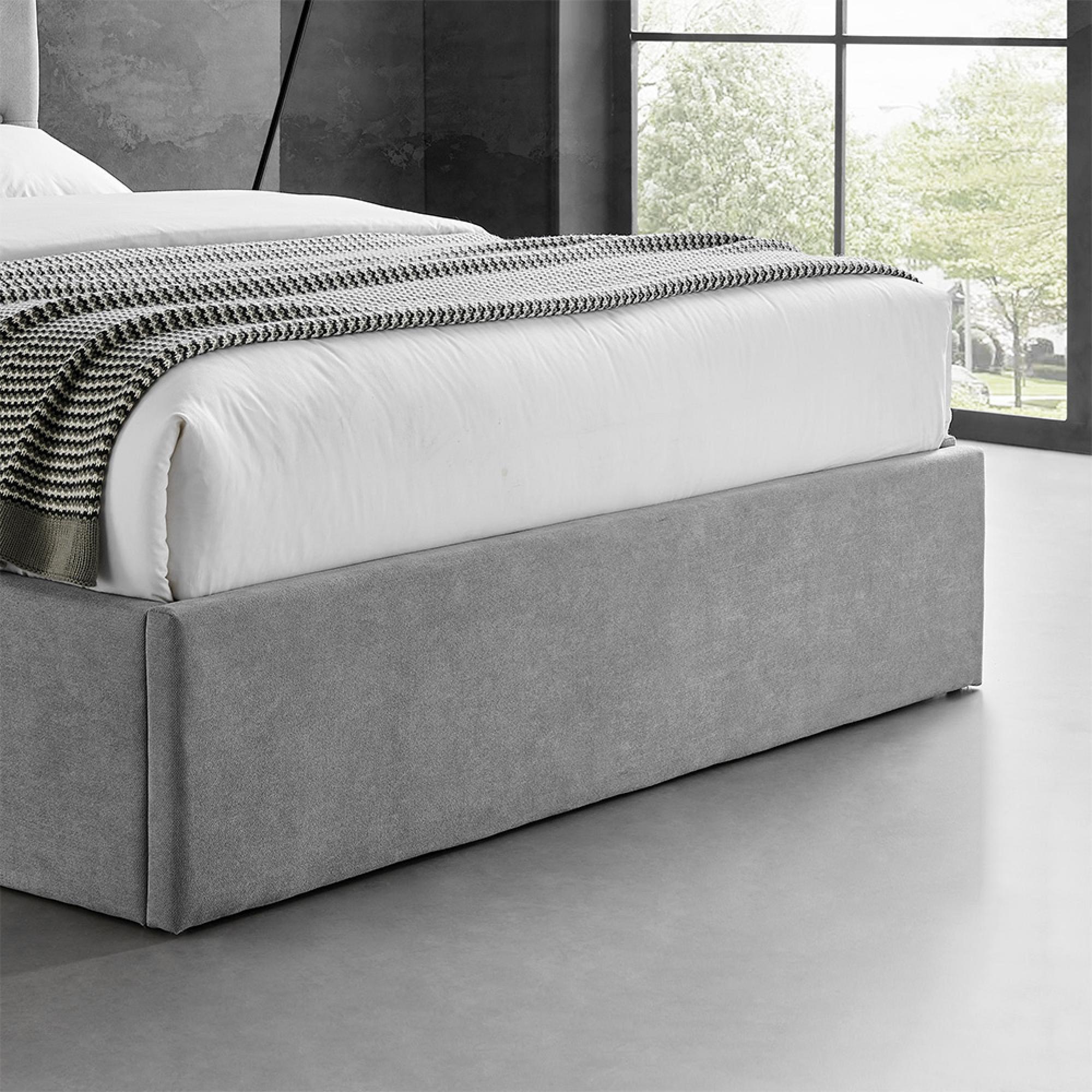Roma Light Grey Fabric Ottoman Bed - Sizes Available