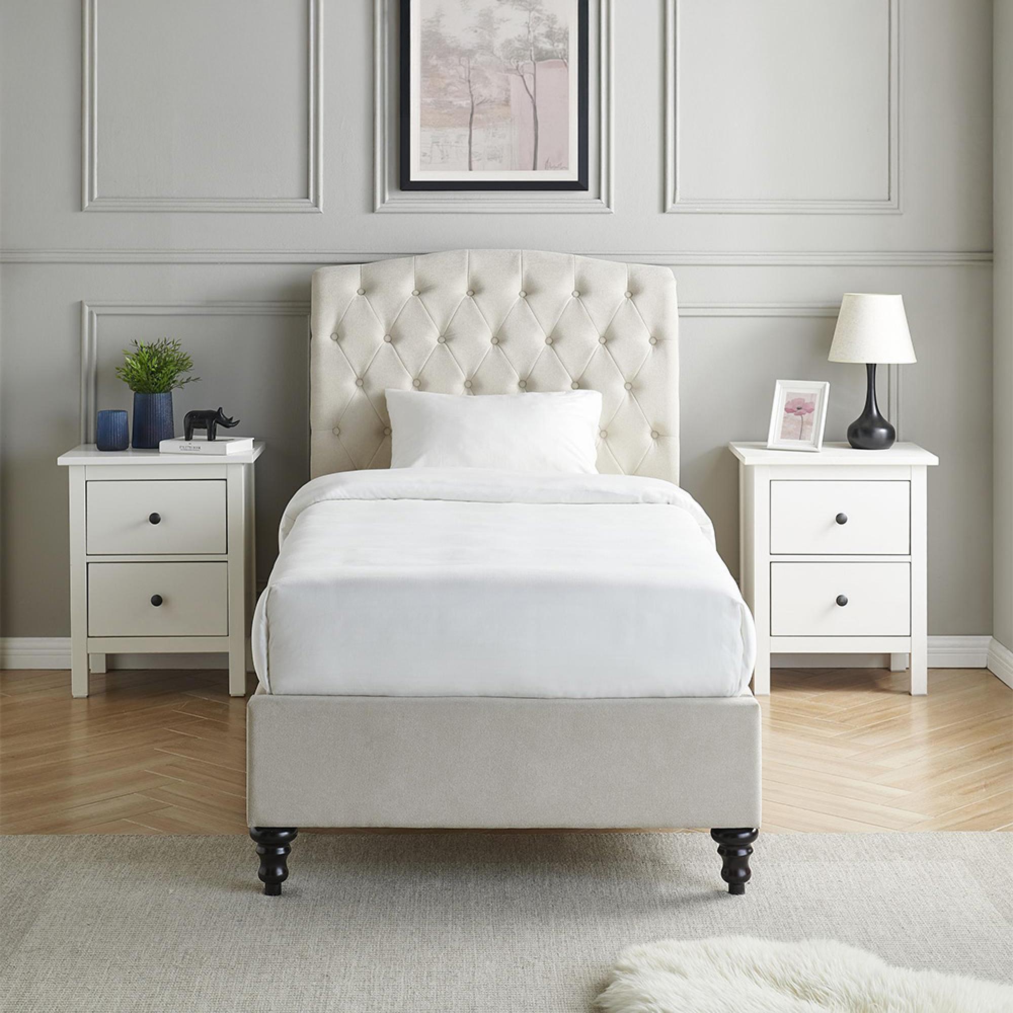 Roma Natural Fabric Bed - Sizes Available