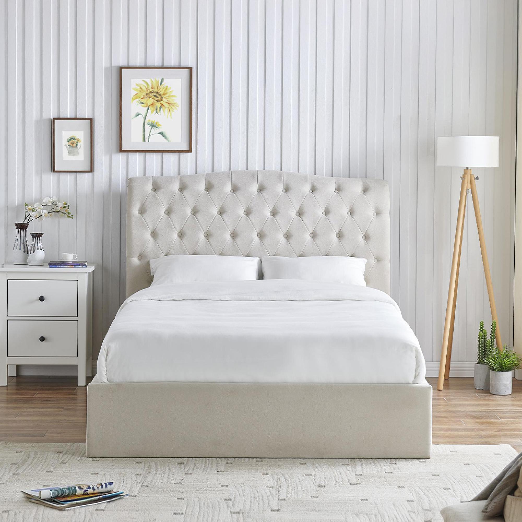 Roma Natural Fabric Ottoman Bed - Sizes Available