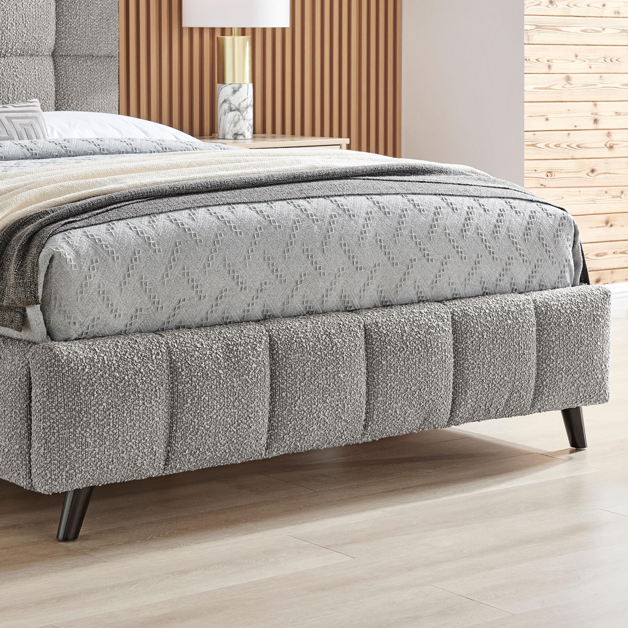 Stark Dove Grey Boucle Fabric Bed - Sizes Available