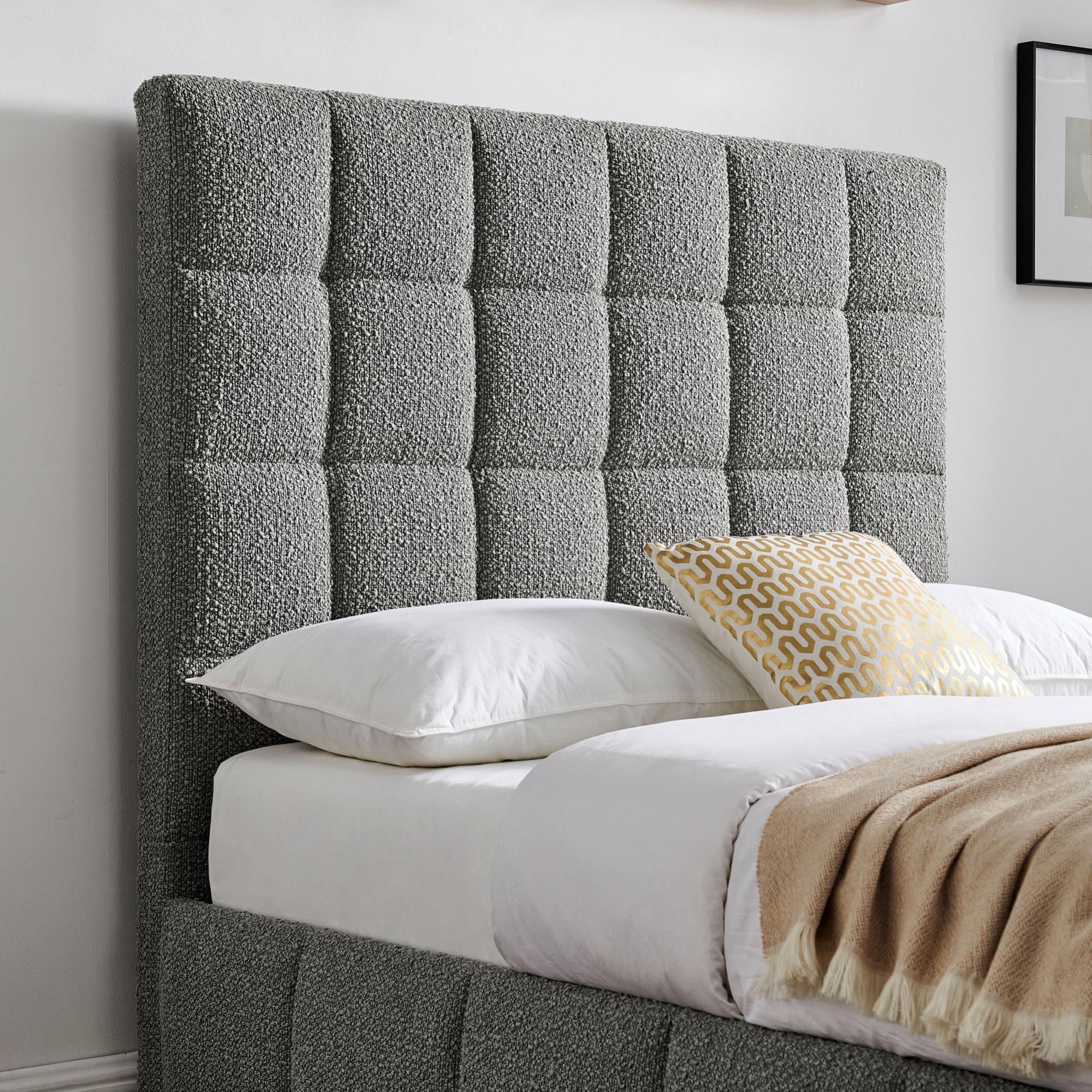 Stark Dove Grey Boucle Fabric Ottoman Bed - Sizes Available