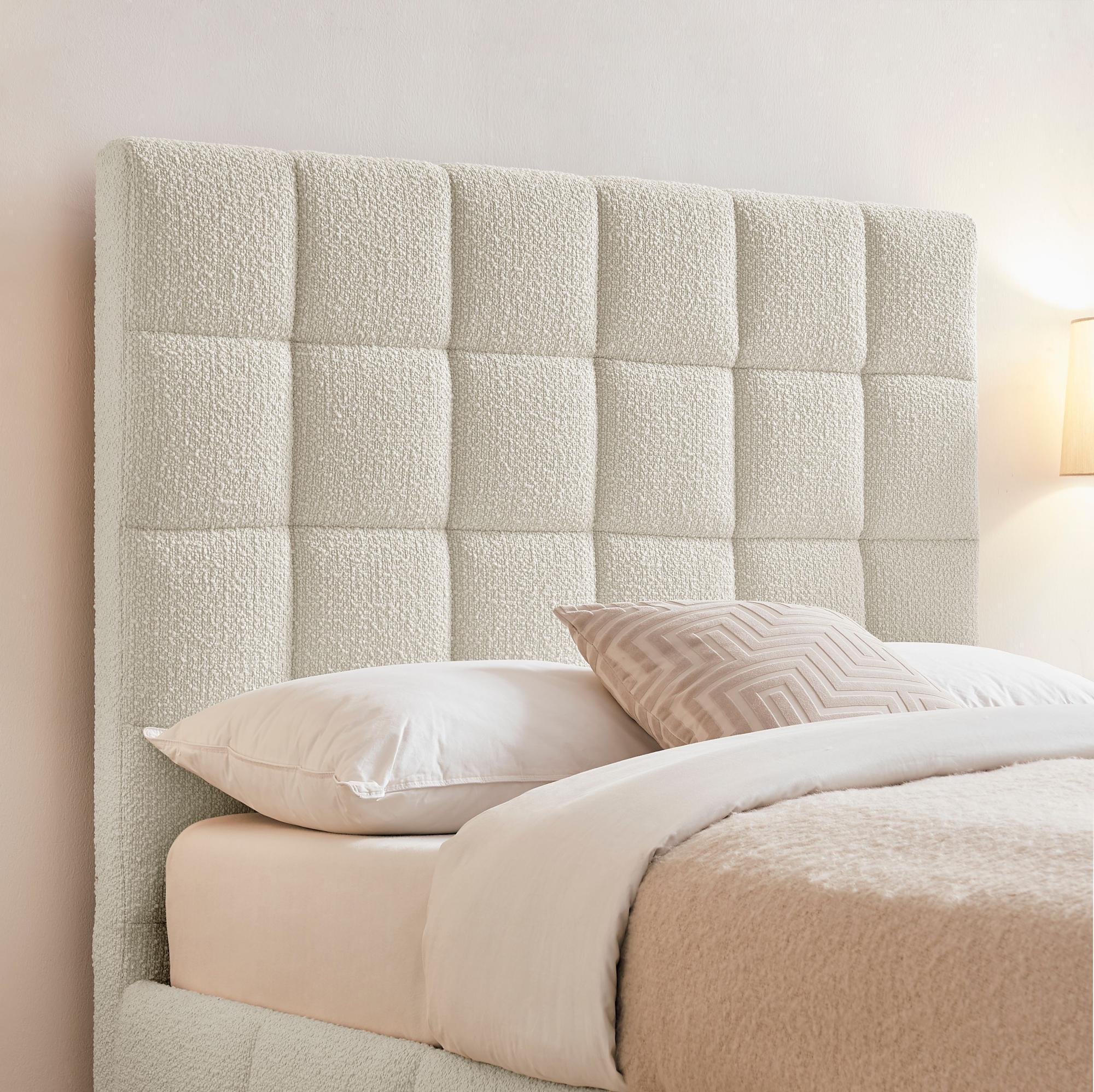 Stark Ivory Boucle Fabric Ottoman Bed - Sizes Available