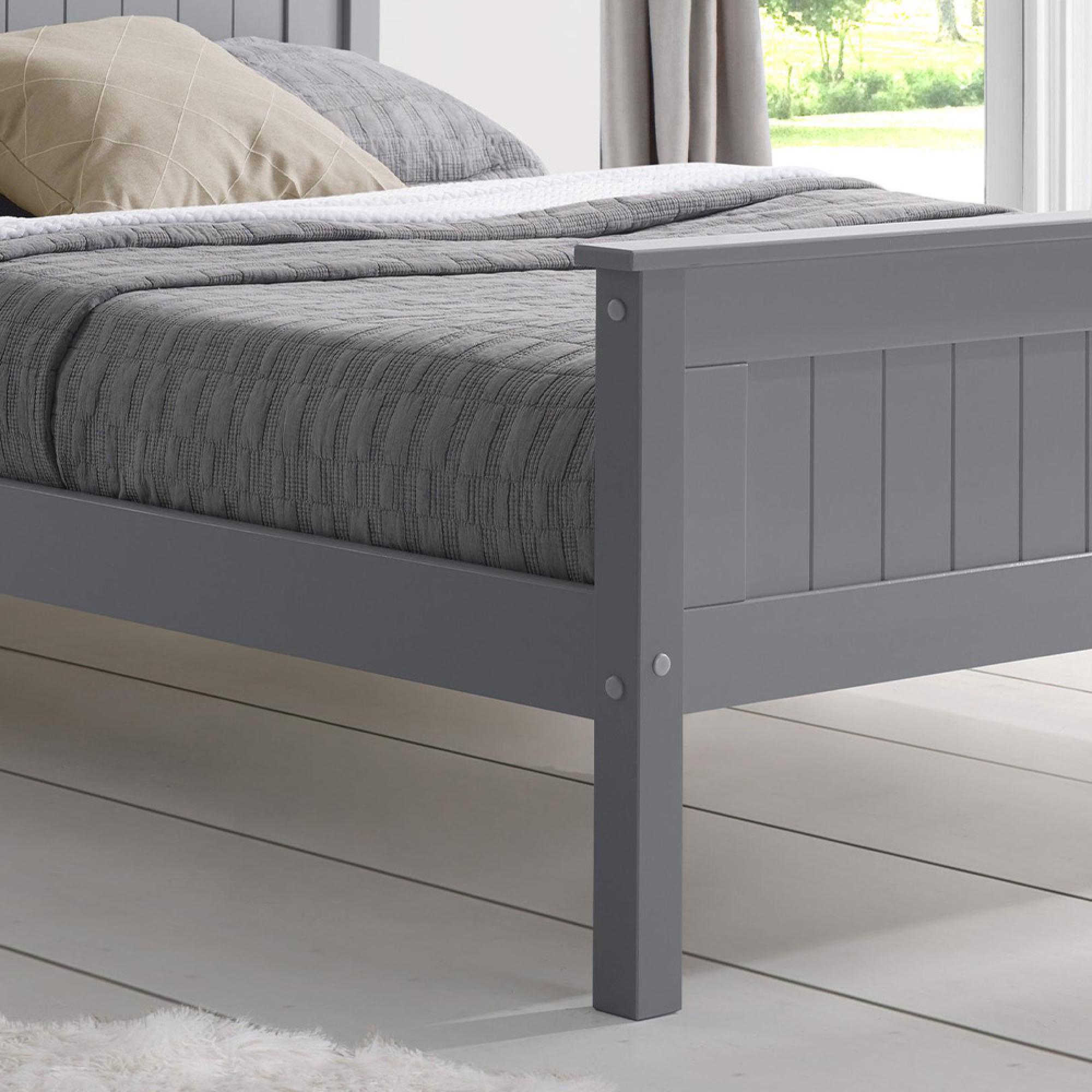 Travis Grey Wooden Bed - High Footend - Sizes Available