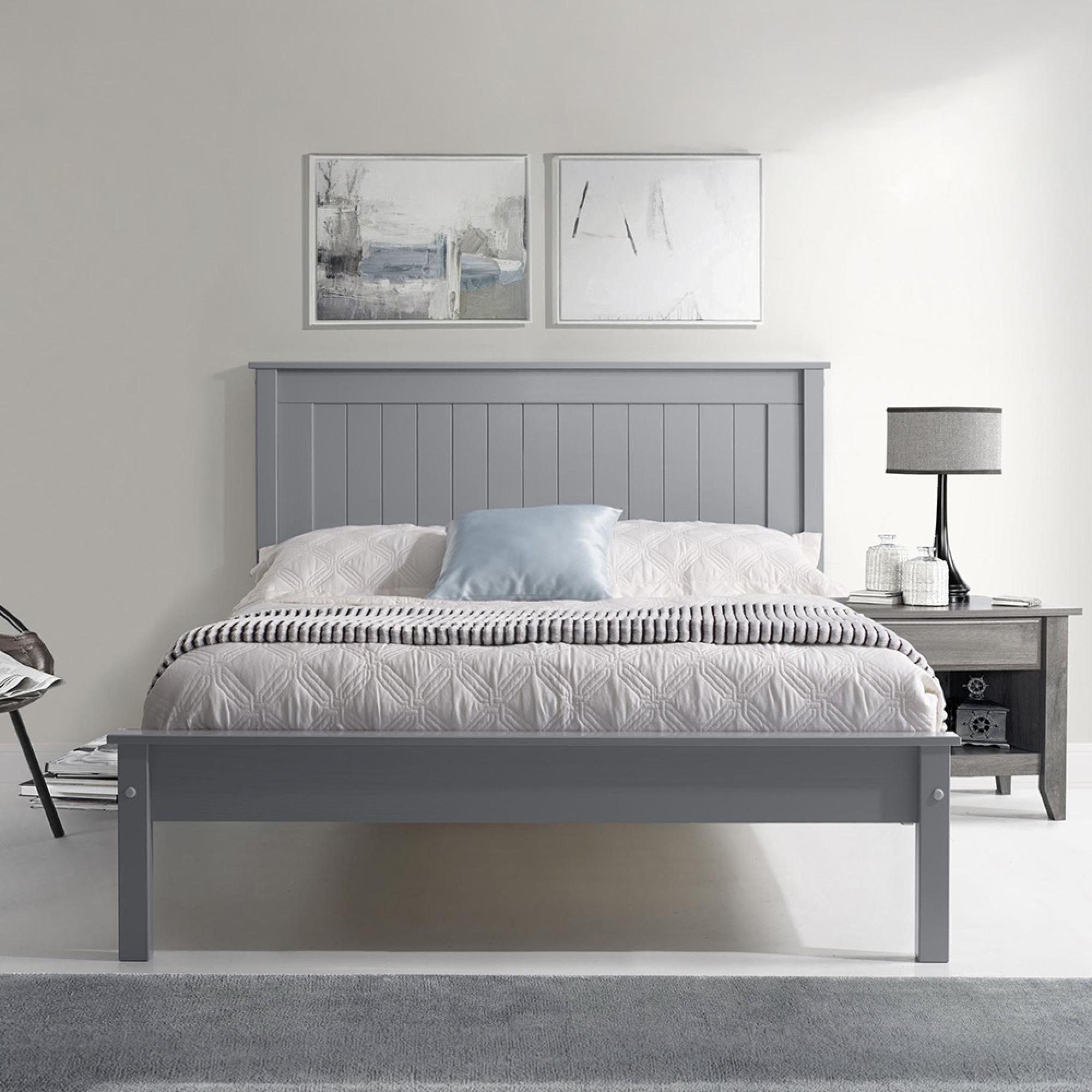 Travis Grey Wooden Bed - Low Footend - Sizes Available