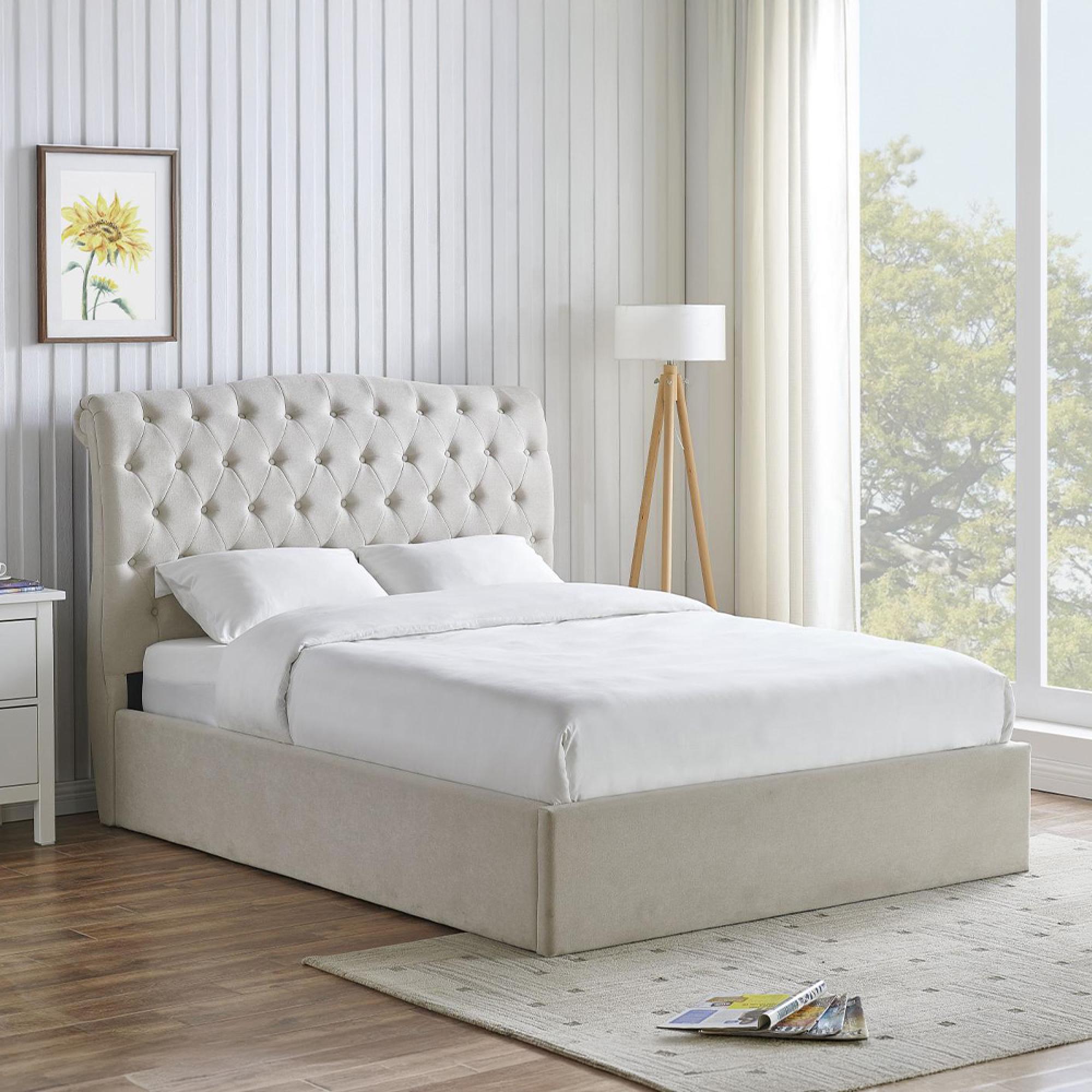 Roma Natural Fabric Ottoman Bed - Sizes Available