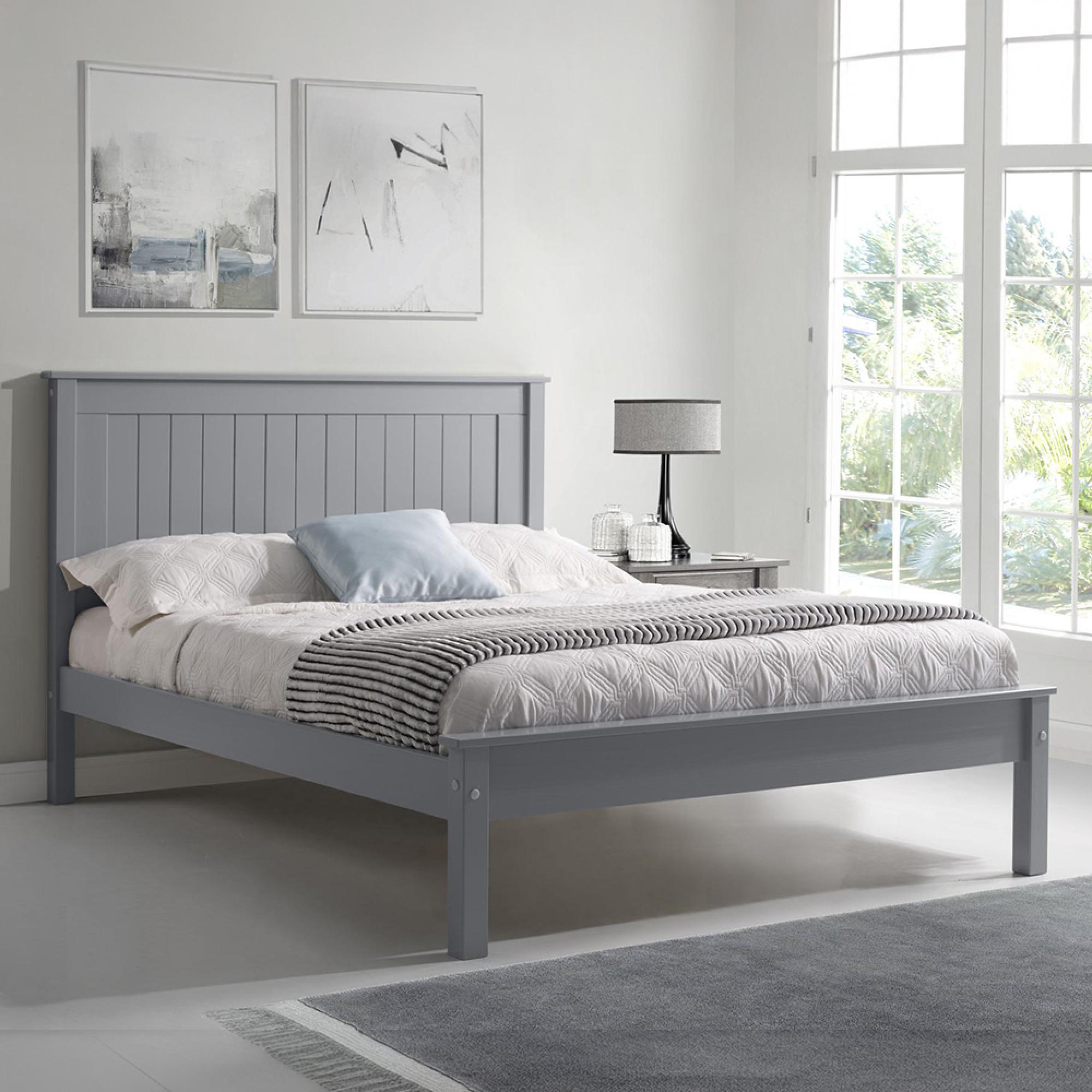 Travis Grey Wooden Bed - Low Footend - Sizes Available