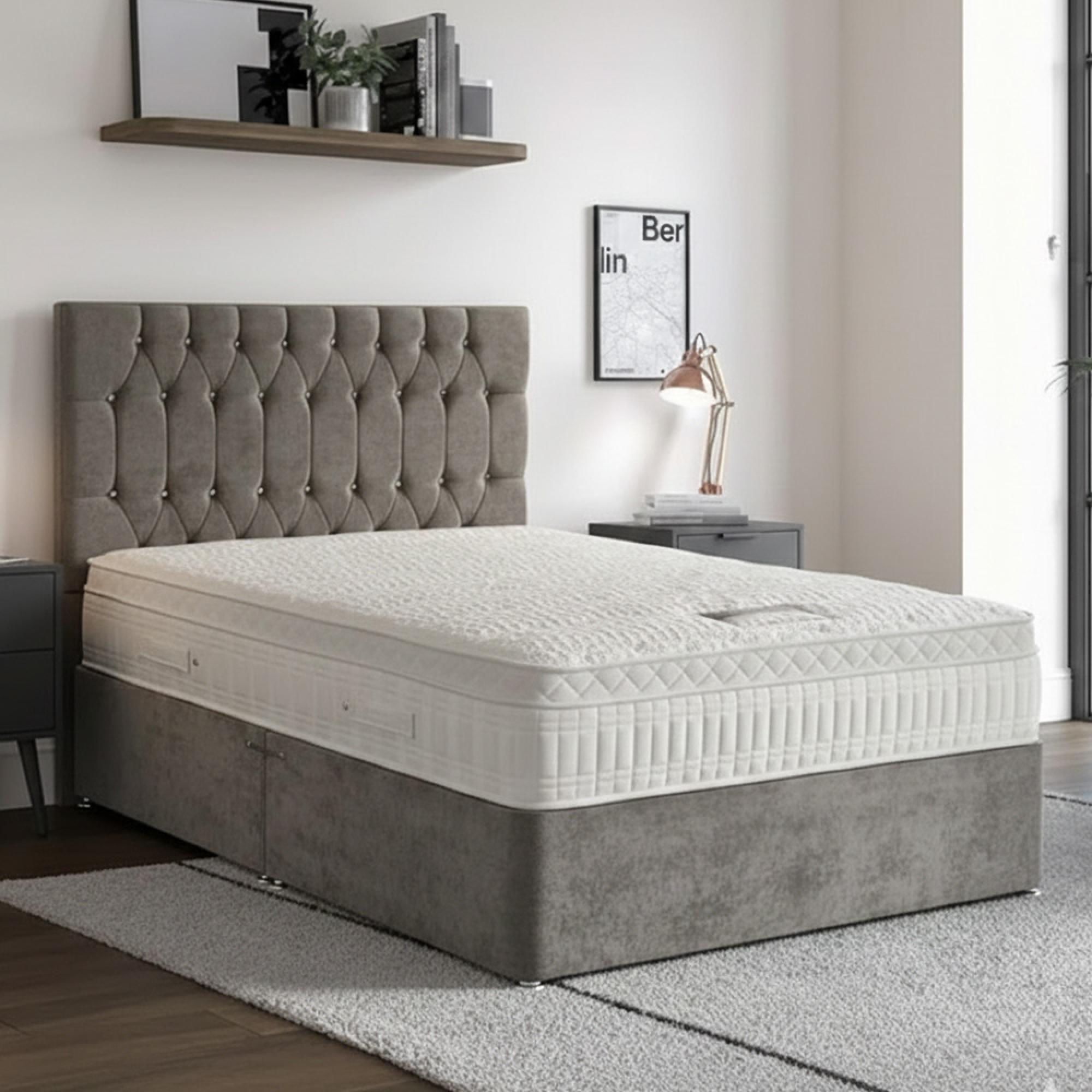 Silver Active Deluxe Divan Bed - 2800 Pocket Spring - Platform Top - Sizes Available