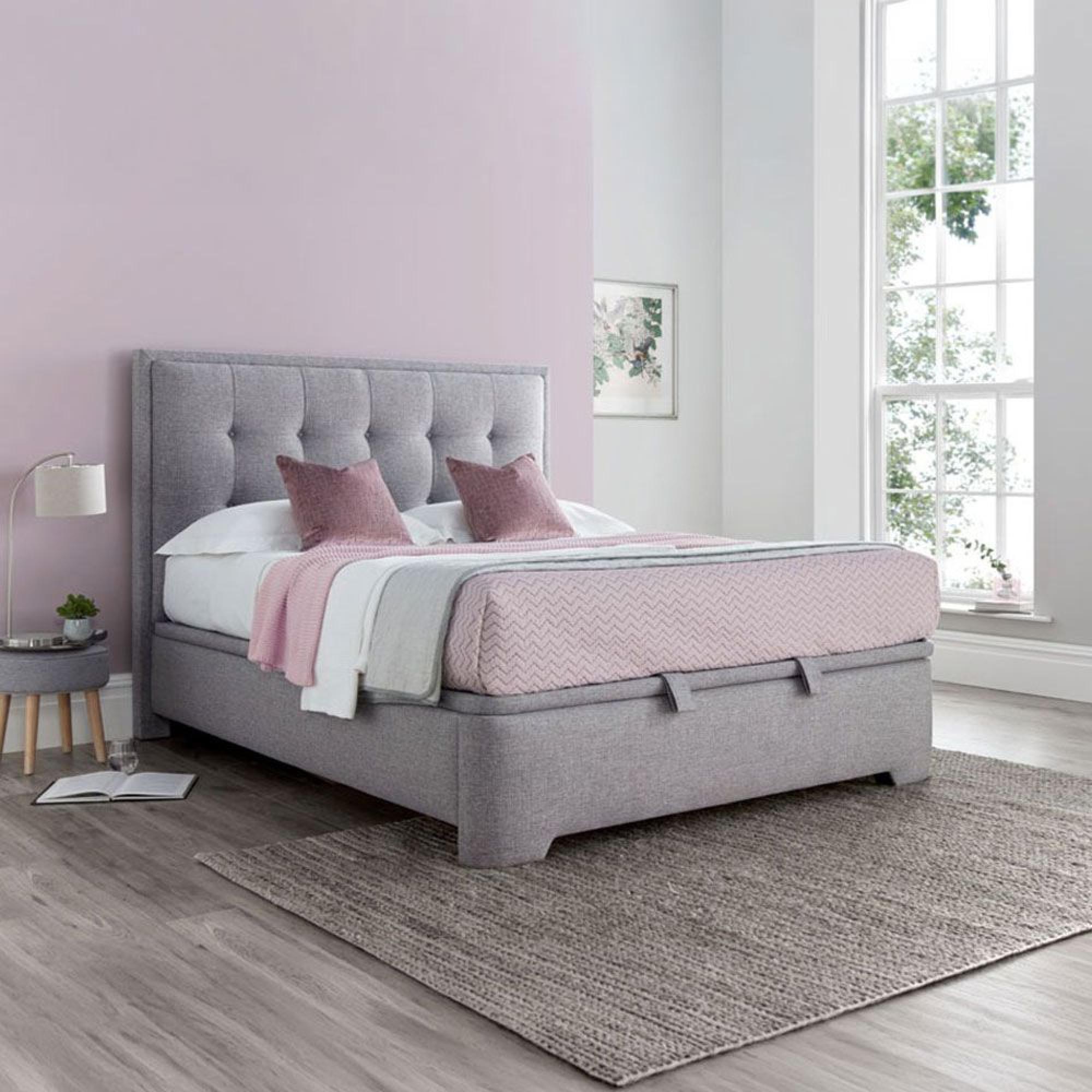 Falstone Ottoman Storage Bed - Marbella Grey Fabric - Sizes Available