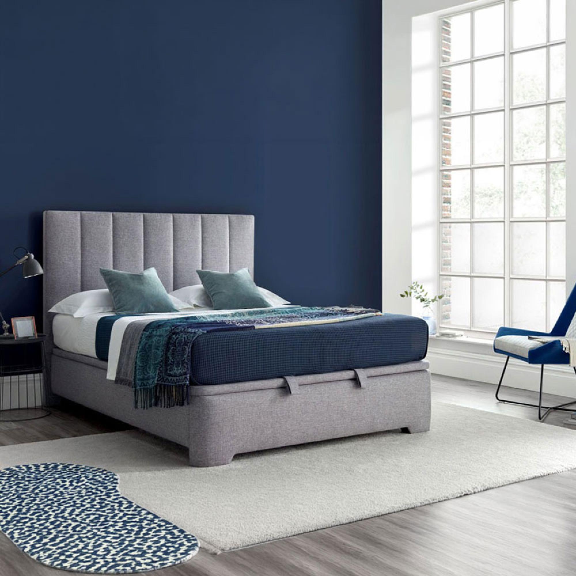 Medburn Ottoman Storage Bed - Marbella Light Grey Fabric - Sizes Available