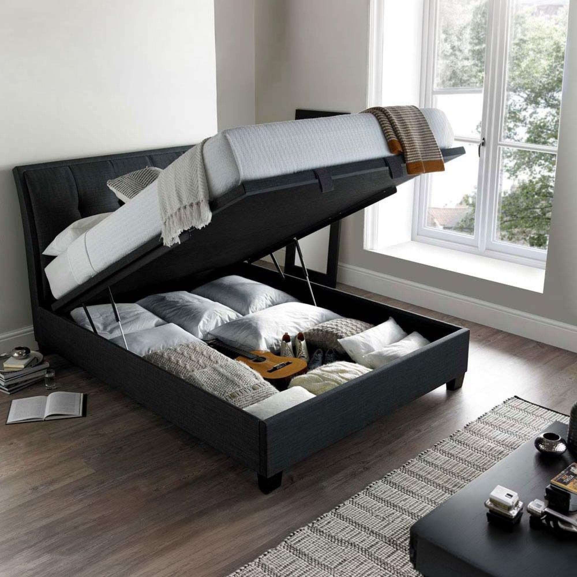 Accent Ottoman Storage Bed - Pendle Slate Fabric - Sizes Available