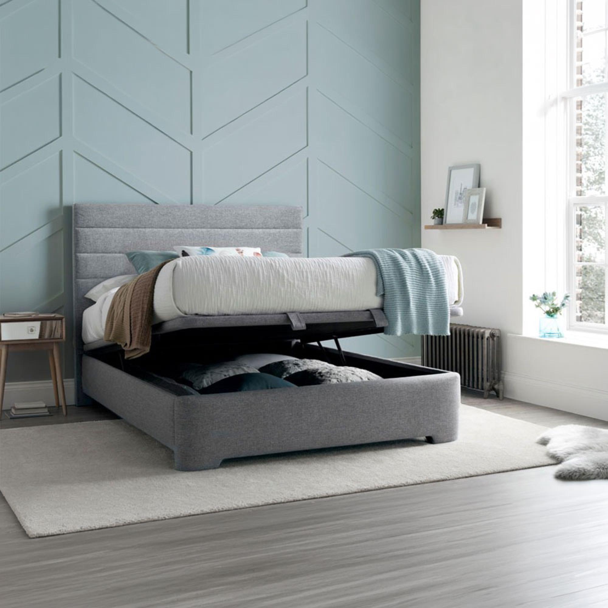 Appleby Ottoman Storage Bed - Marbella Grey Fabric - Sizes Available
