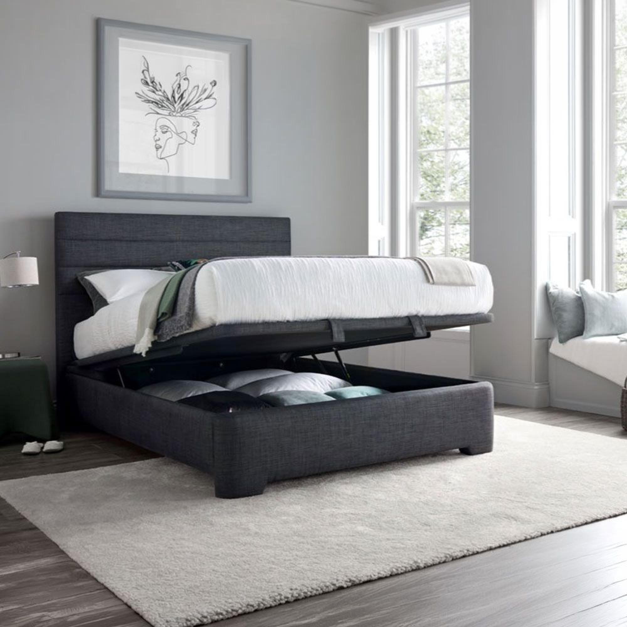 Appleby Ottoman Storage Bed - Pendle Slate Fabric - Sizes Available