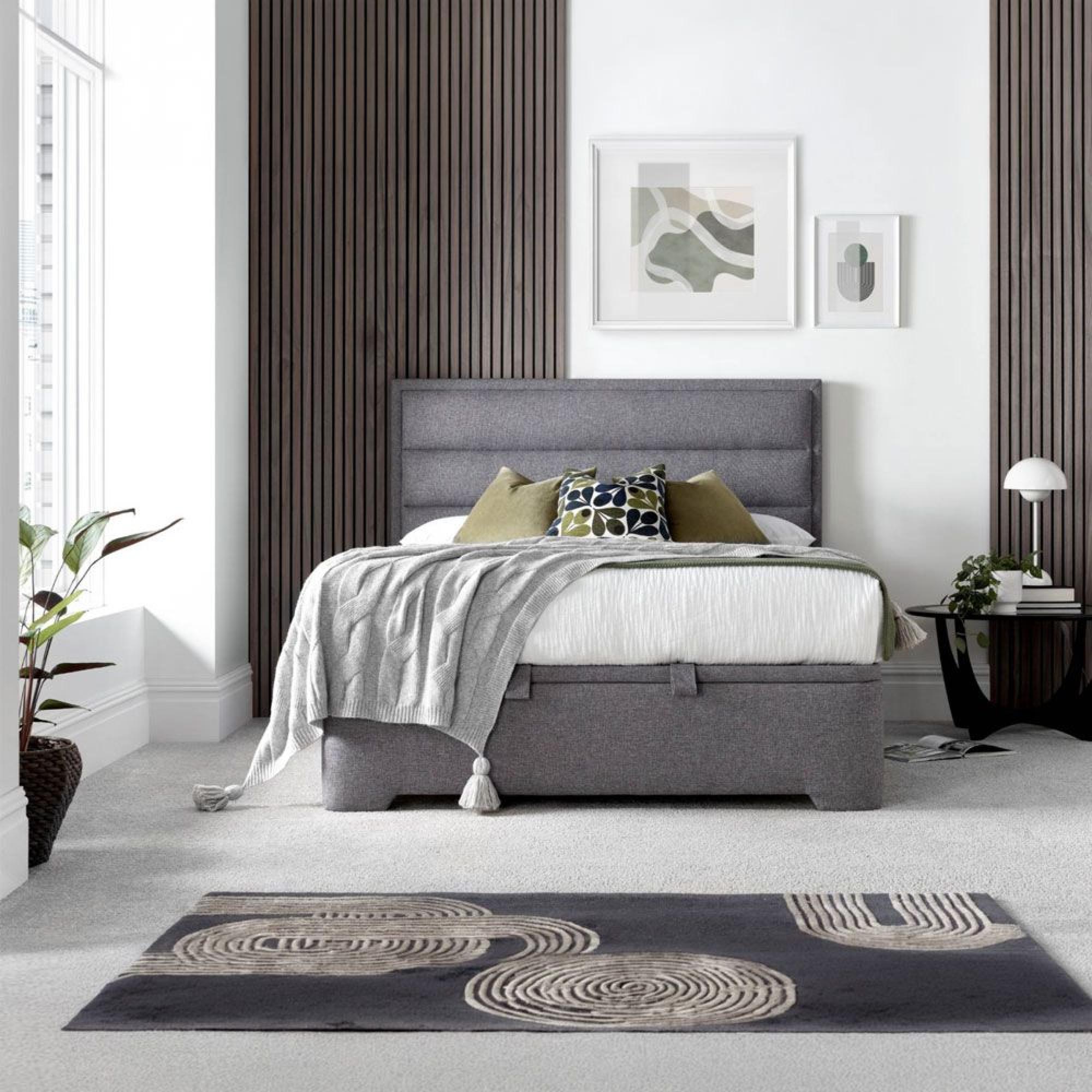 Kirkby Ottoman Storage Bed - Marbella Grey Fabric - Sizes Available